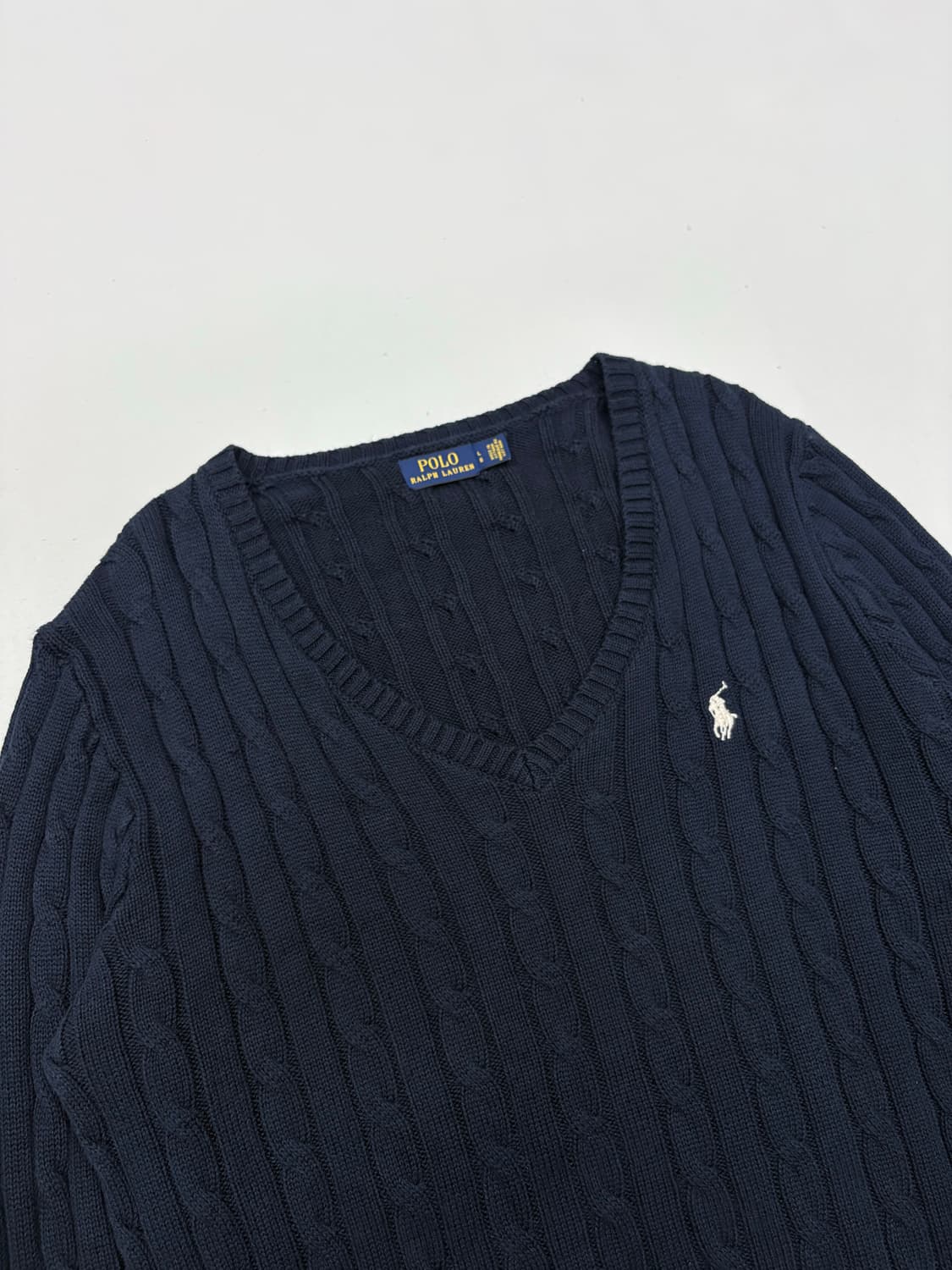 폴로 랄프로렌 네이비 브이넥 케이블 니트 상품이미지3