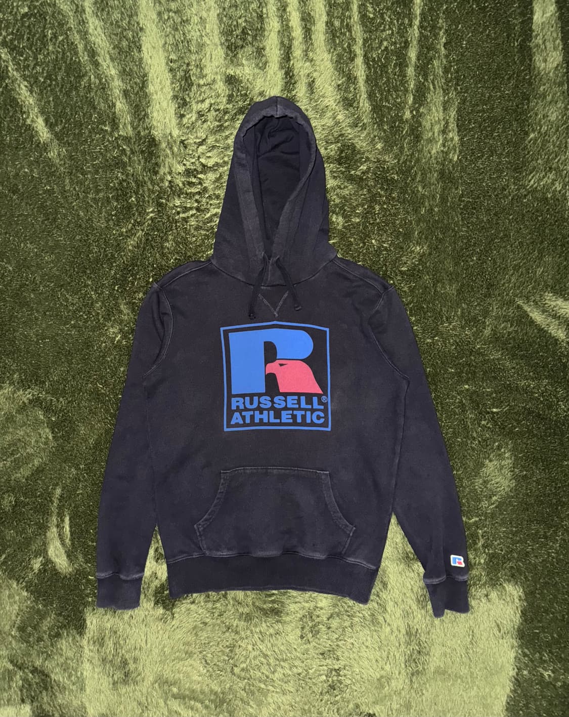 [M] 00s Russell 러셀 애슬레틱 재팬 로고 프린트 후디 블랙 상품이미지1