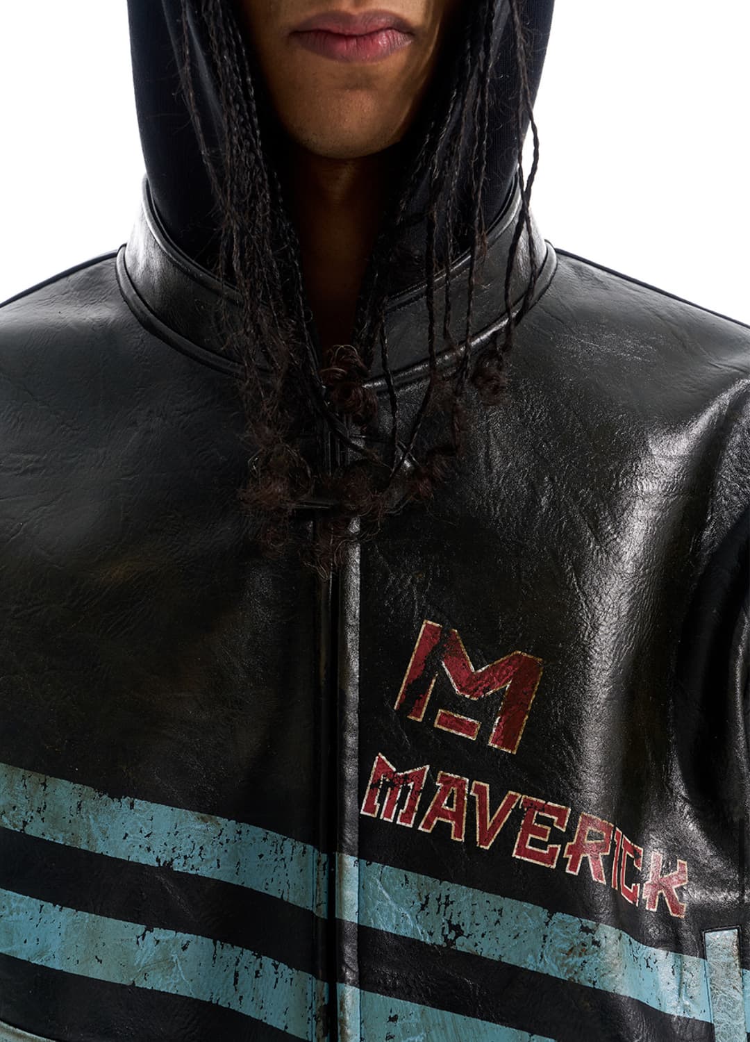 Black Maverick Hooded Leather Jacket 상품이미지6