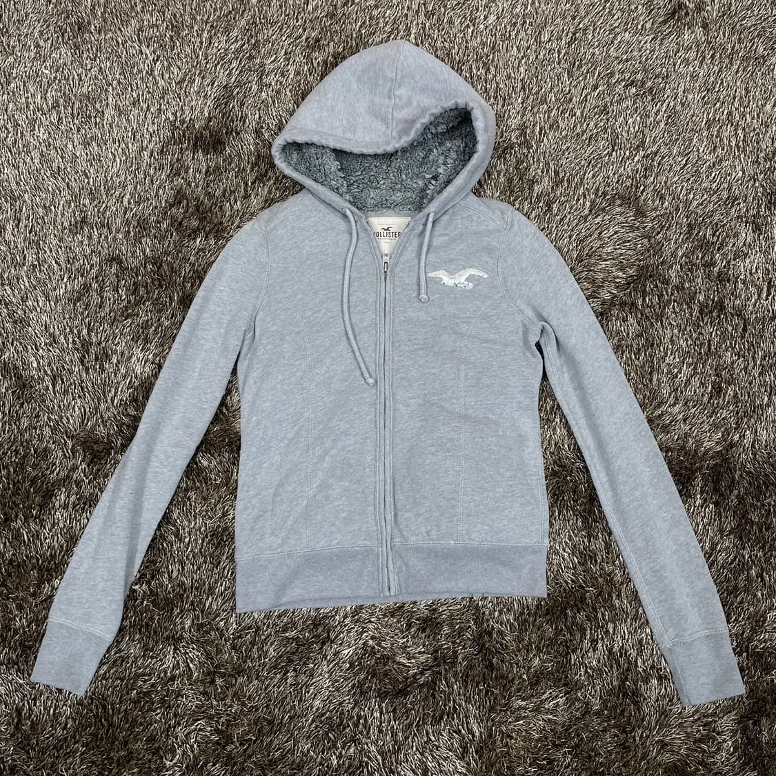홀리스터 Hollister 그레이 양털 기모 후드집업 S 상품이미지1