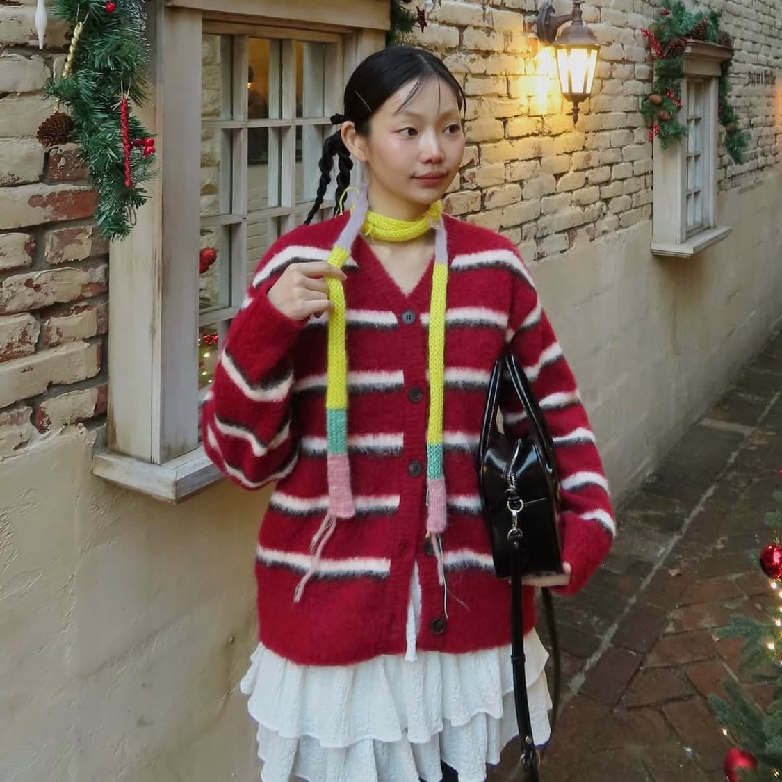 썬번프로젝트 헤어리 오버핏 가디건 버건디 상품이미지1