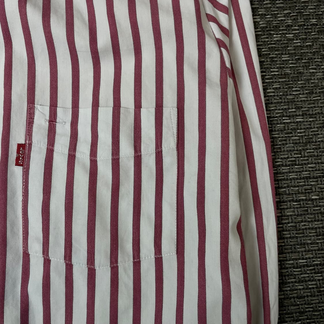 리바이스 핑크 화이트 스트라이프 원포켓 긴팔 셔츠 XL 상품이미지5