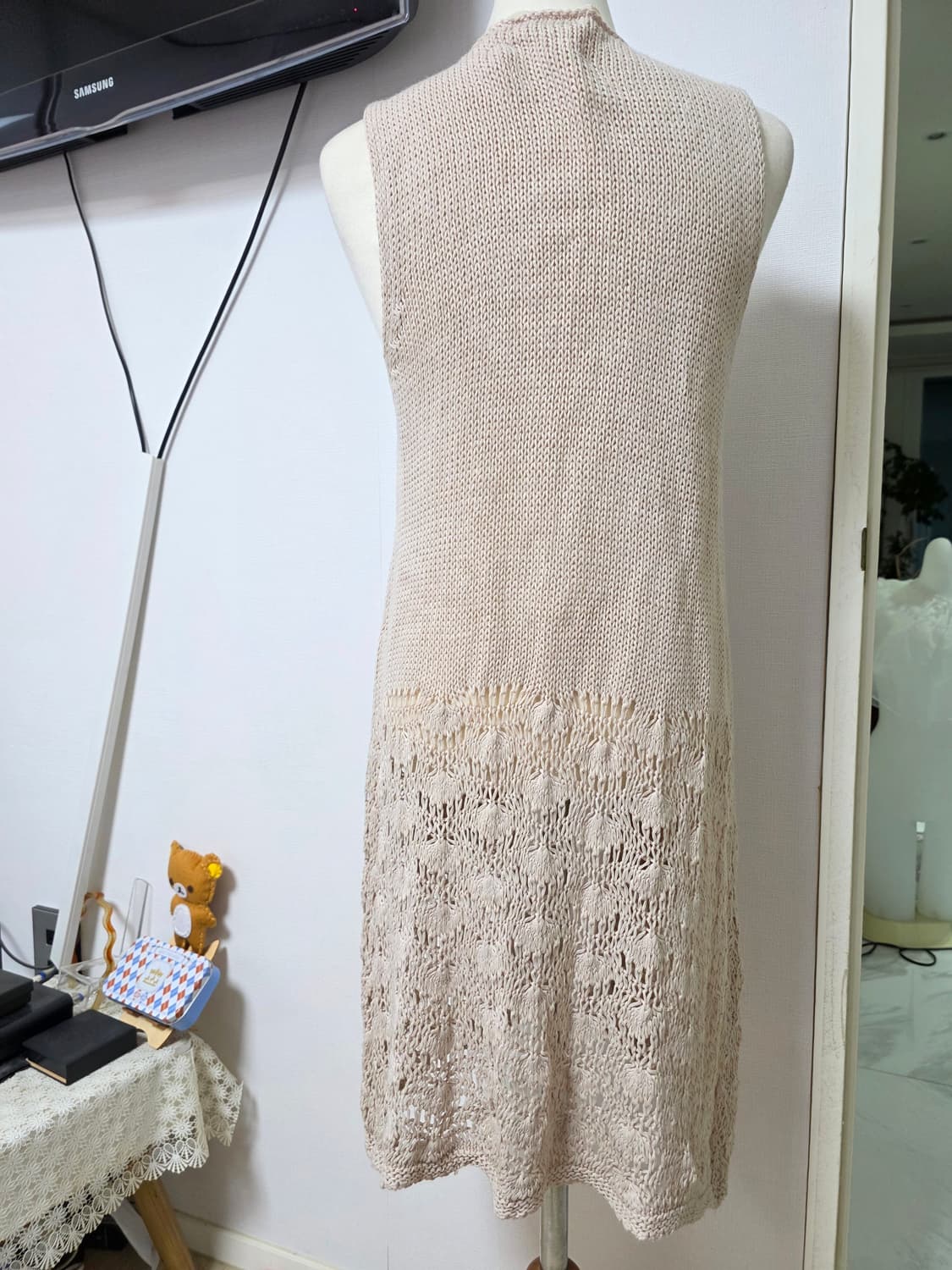 일본빈티지)히피 앤틱 크로셰 y2k 모리걸 롱니트 레이어드 베스트가디건 상품이미지3