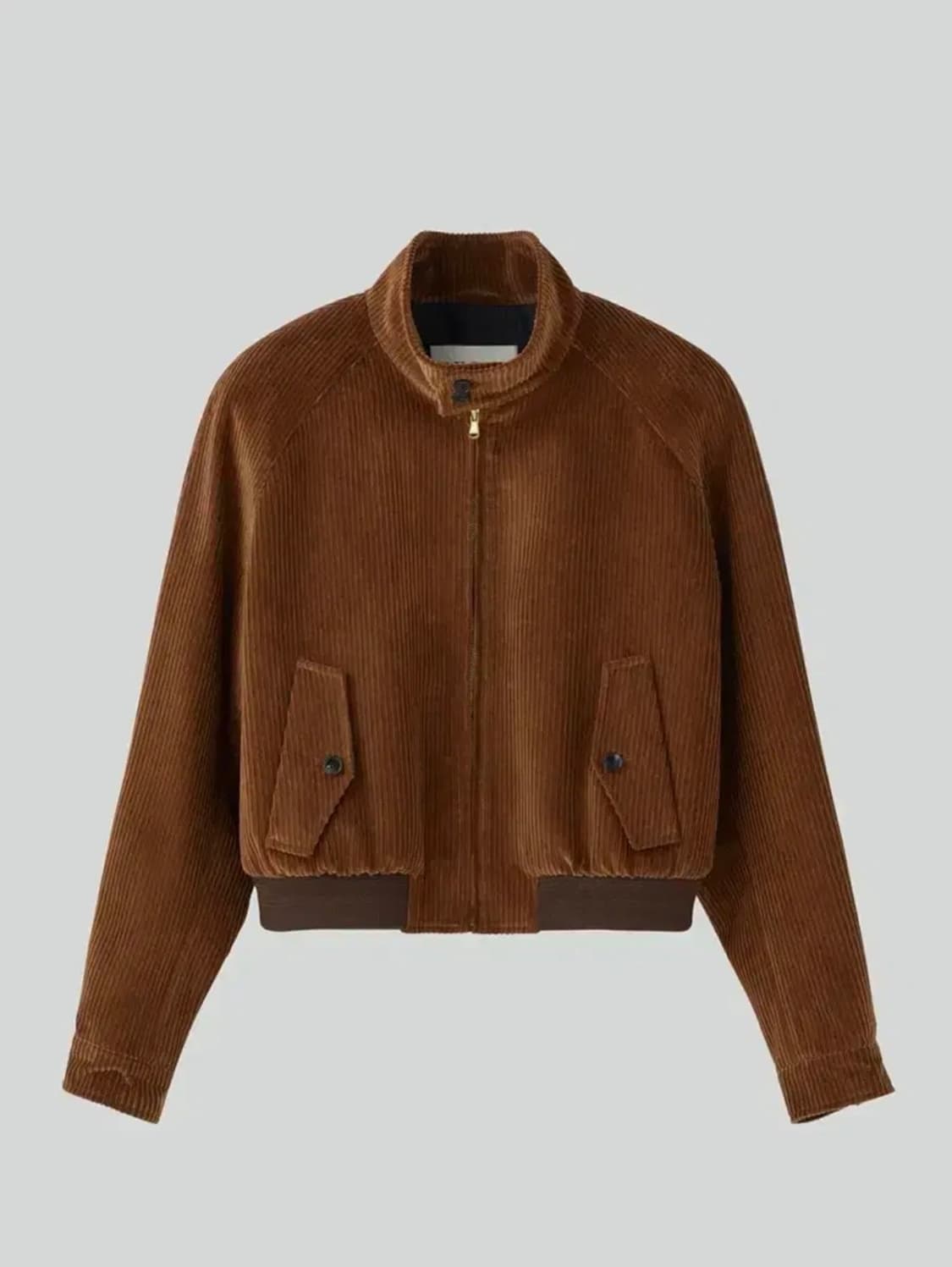 [M] 렉토 잭 코듀로이 해링턴 크롭 숏 점퍼 자켓 브라운 상품이미지2