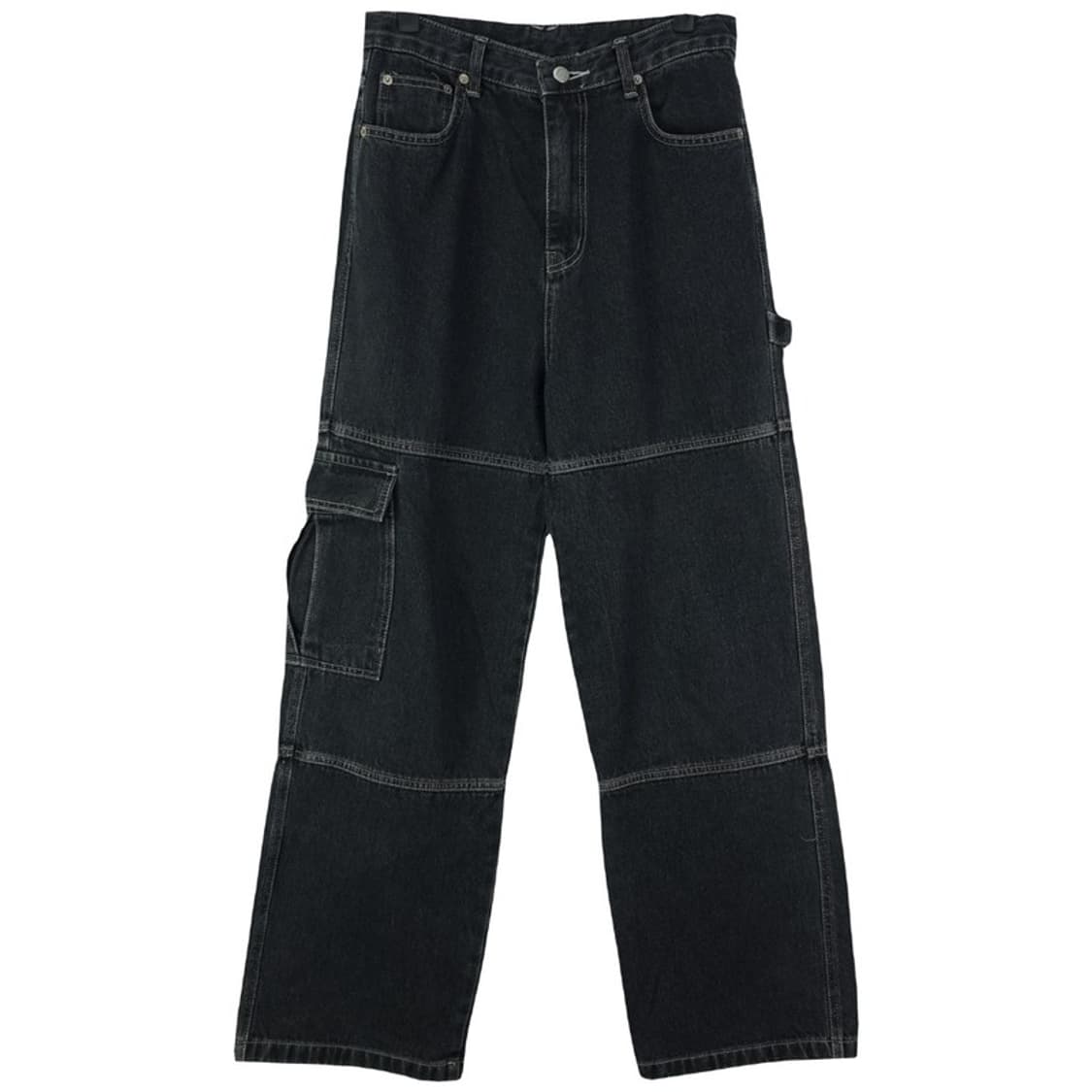 [꼼파뇨] 흑청 와이드 카고 카펜터 데님 팬츠 M18677 상품이미지2