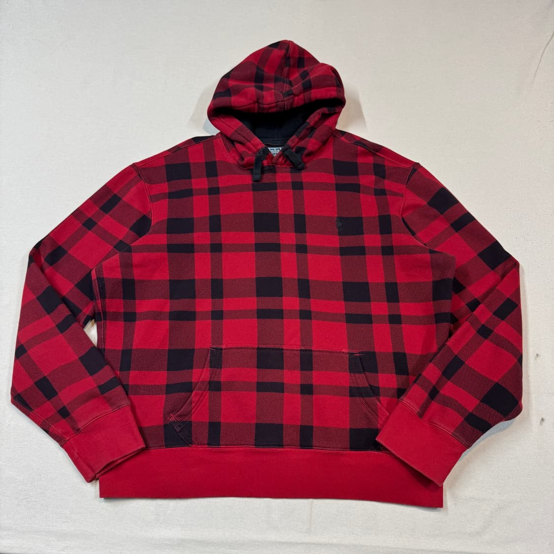 XL) 폴로 랄프로렌 레드 블랙 체크 후드티 상품이미지1
