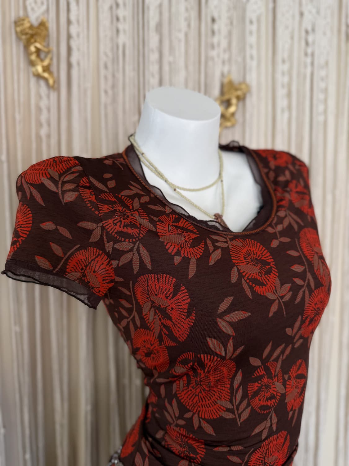 Floral Ruffled Beaded Top 0019 상품이미지7