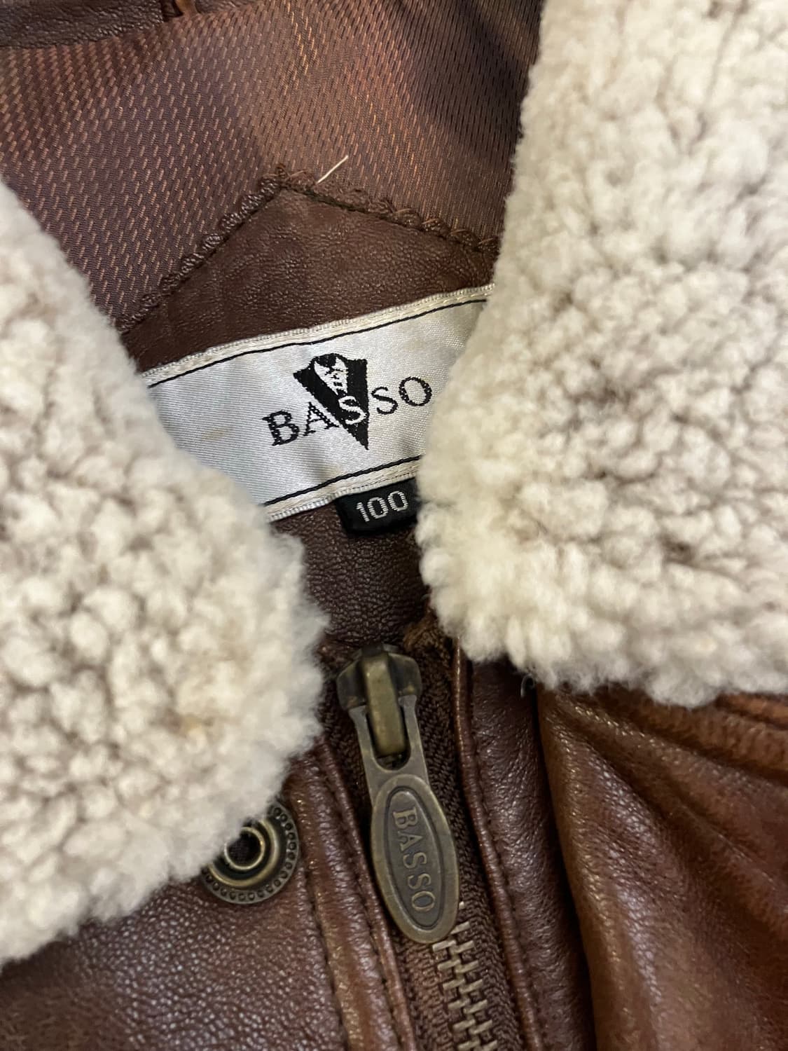 90s 바쏘 램스킨 양털 무스탕 가죽자켓 브라운 상품이미지5
