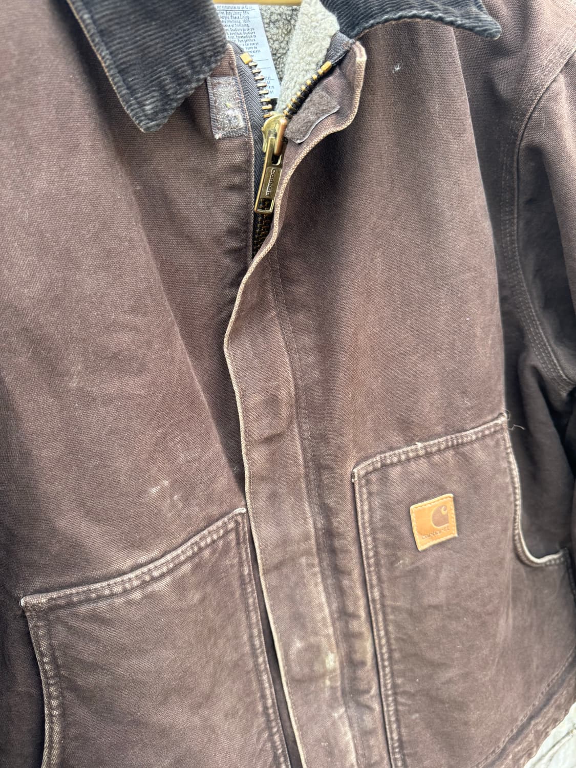 칼하트 빈티지 j164 다크브라운 페이딩 디트로이트 워크 자켓 상품이미지5