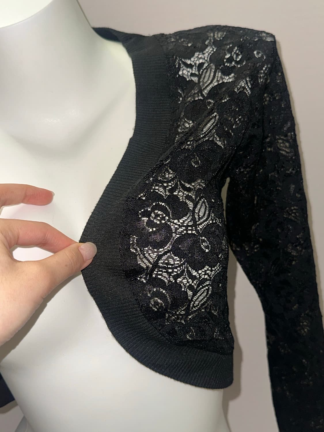 빈티지 레이스 크롭 블랙 가디건 상품이미지5