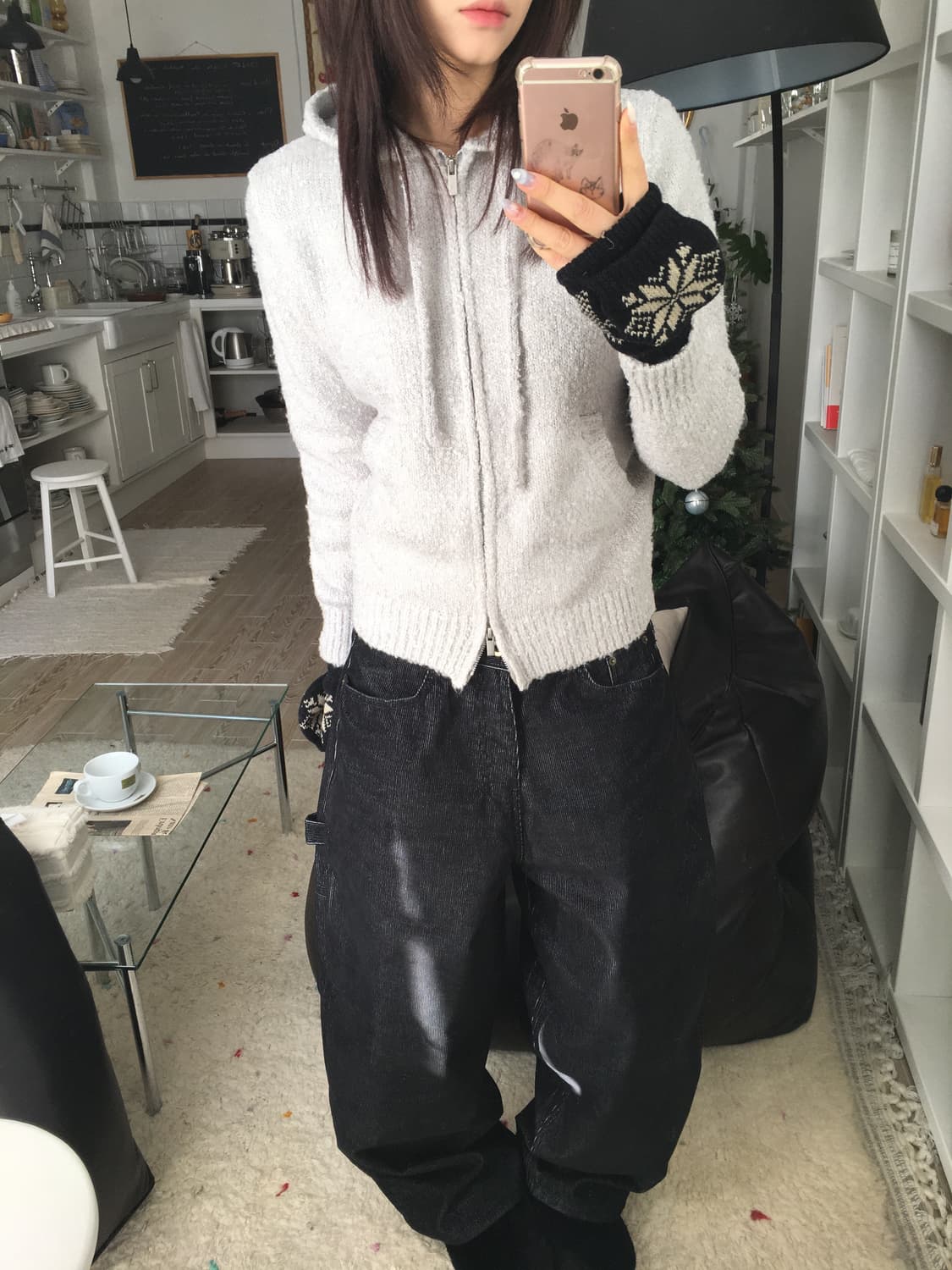 피넛데이즈 베비 니트 집업 그레이 판매 상품이미지2