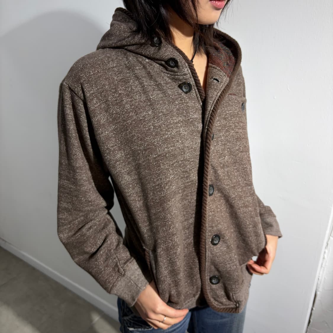 Confirm 갈색 단추 후드집업  상품이미지1
