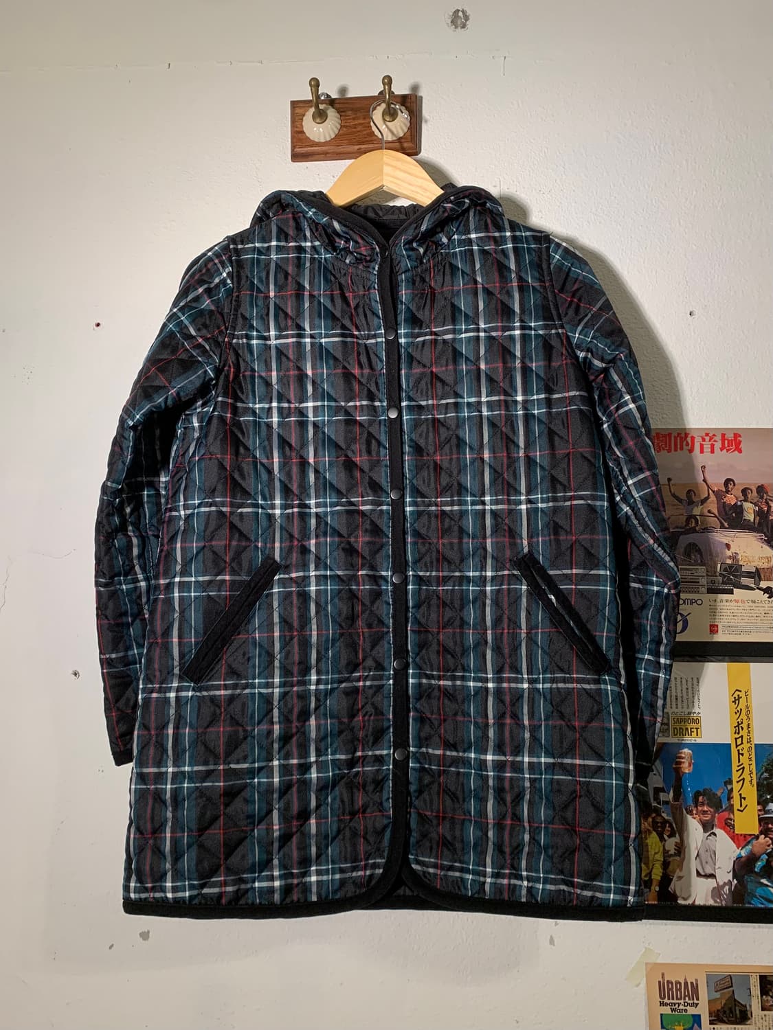 레이빔즈 타탄체크 버튼 퀼팅자켓 상품이미지1