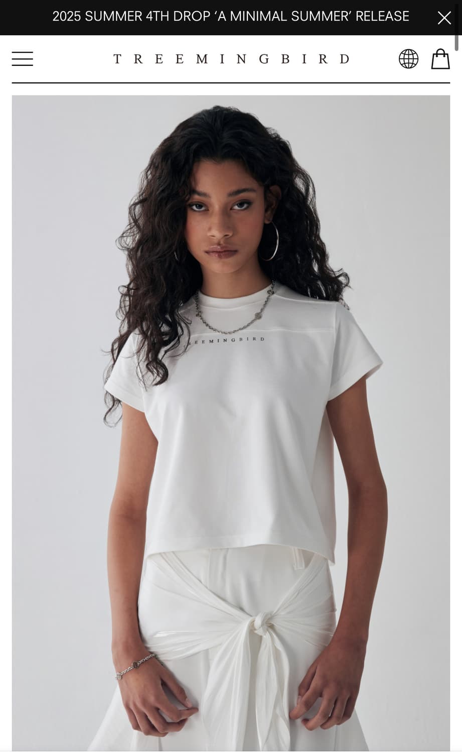 트리밍버드 Logo Slit Crop T-Shirts [ White ] 상품이미지1