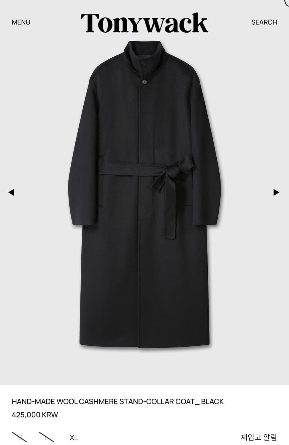 Tonywack 핸드메이드 울 캐시미어 코트 L(2번 착용) 상품이미지3