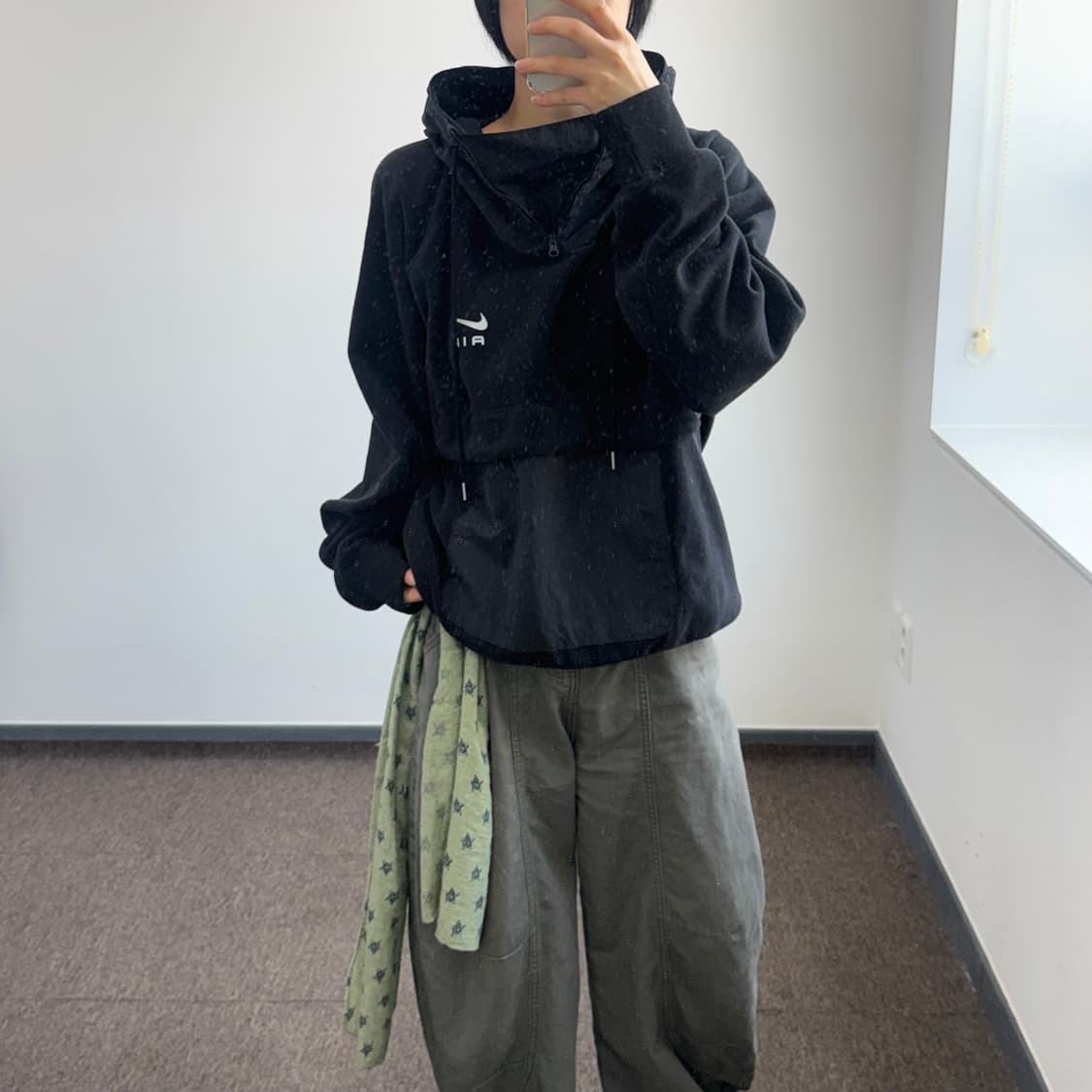 Nike 나이키 에어 후리스 블랙 아노락 하이넥 후드티 상품이미지1