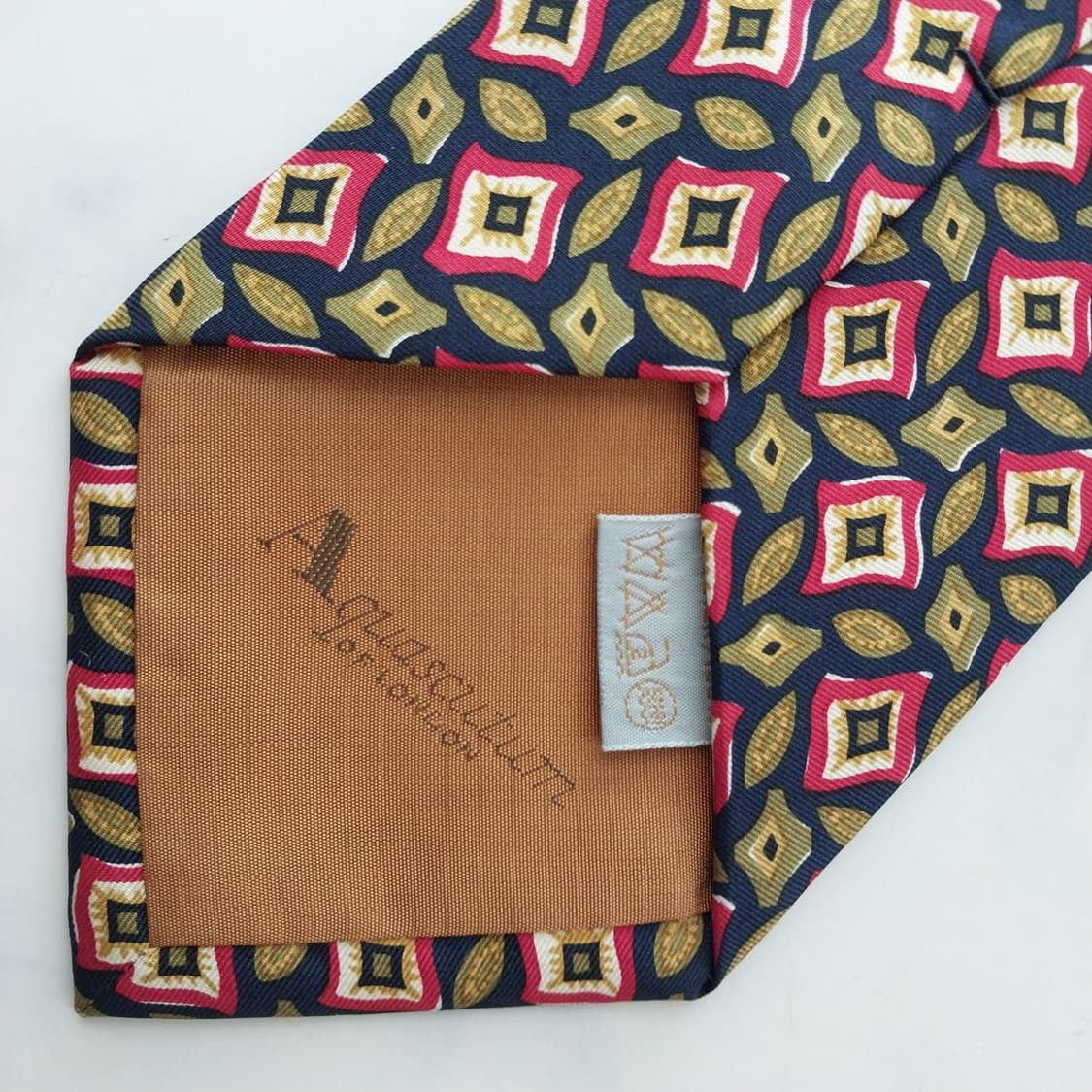 아쿠아스큐텀 네이비 올리브 패턴 넥타이 9.6cm A+등급 K2598 상품이미지8