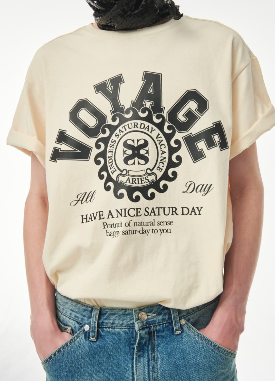 세터 본보야지 컬리지 그래픽 반팔 티셔츠 클라우드 크림 L 상품이미지1