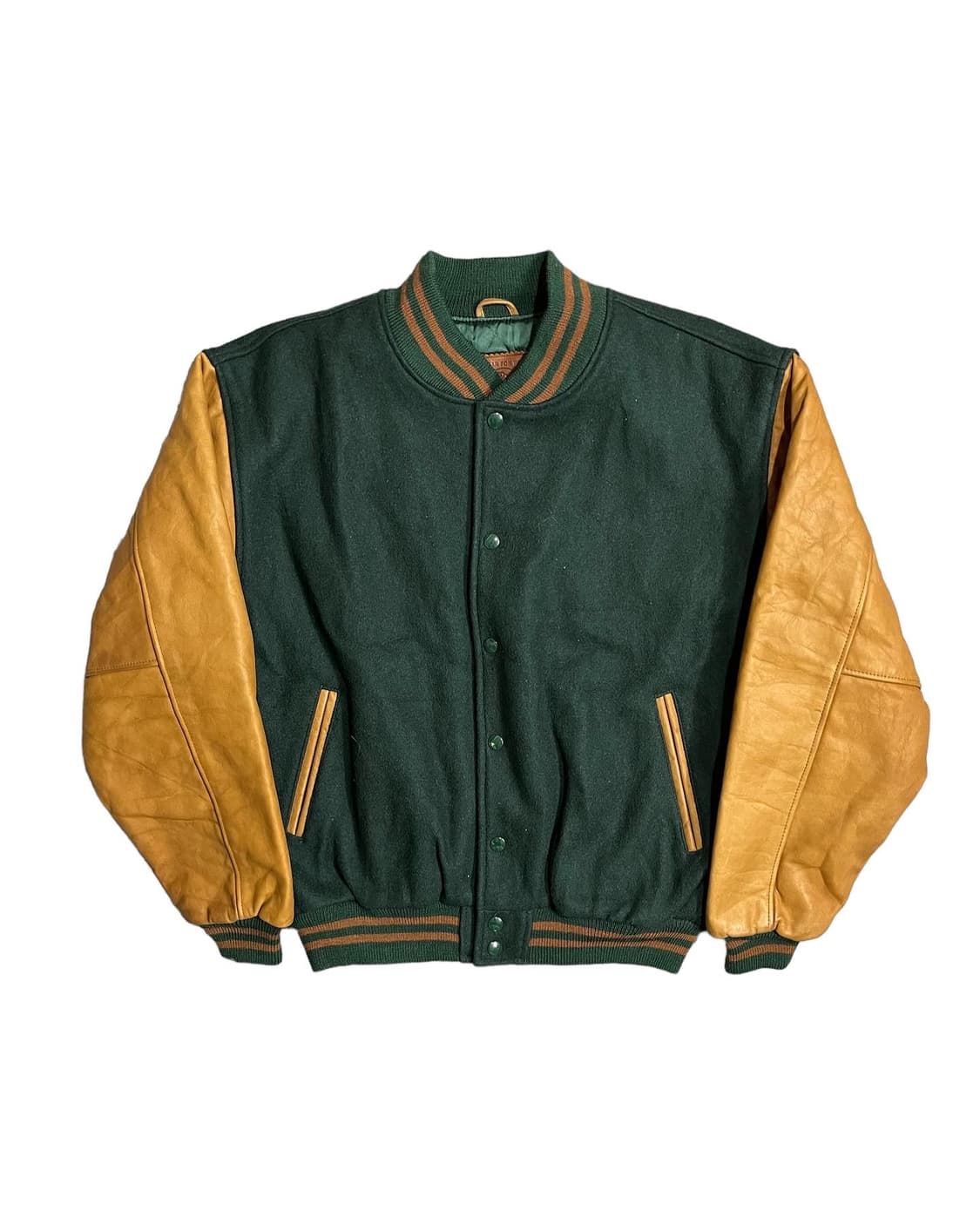 [L] 골든베어 USA 암 레더 울 바시티 자켓 상품이미지1