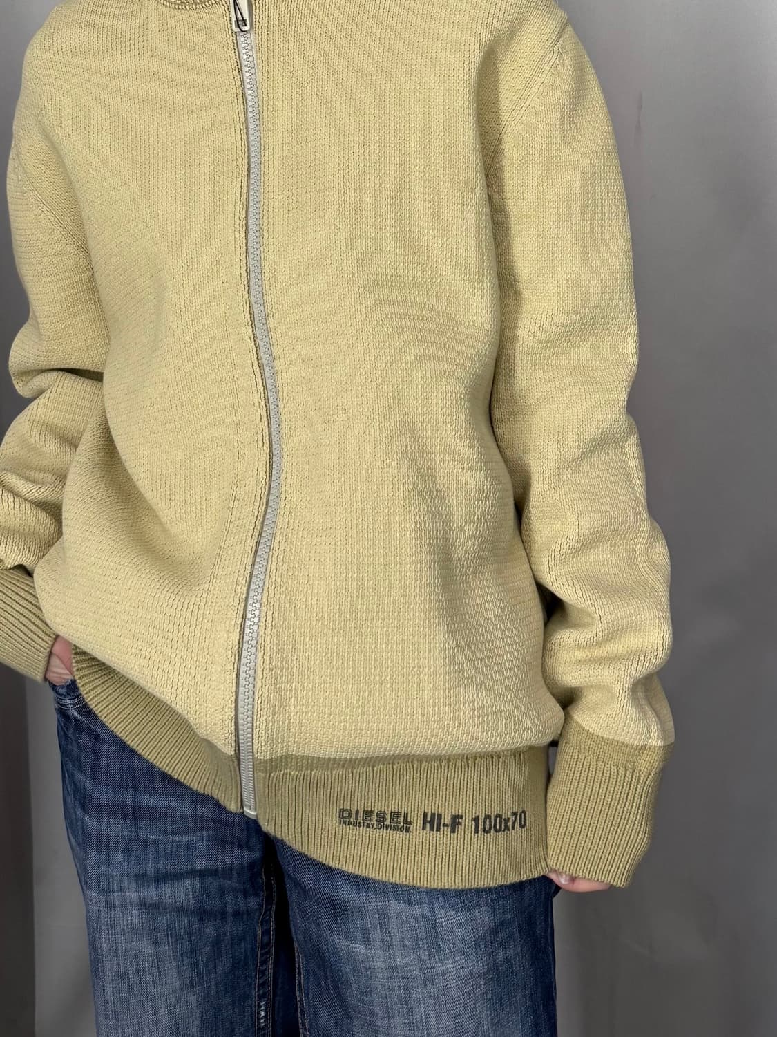 디젤 베이지 스웨터 니트 집업 L B19 상품이미지7