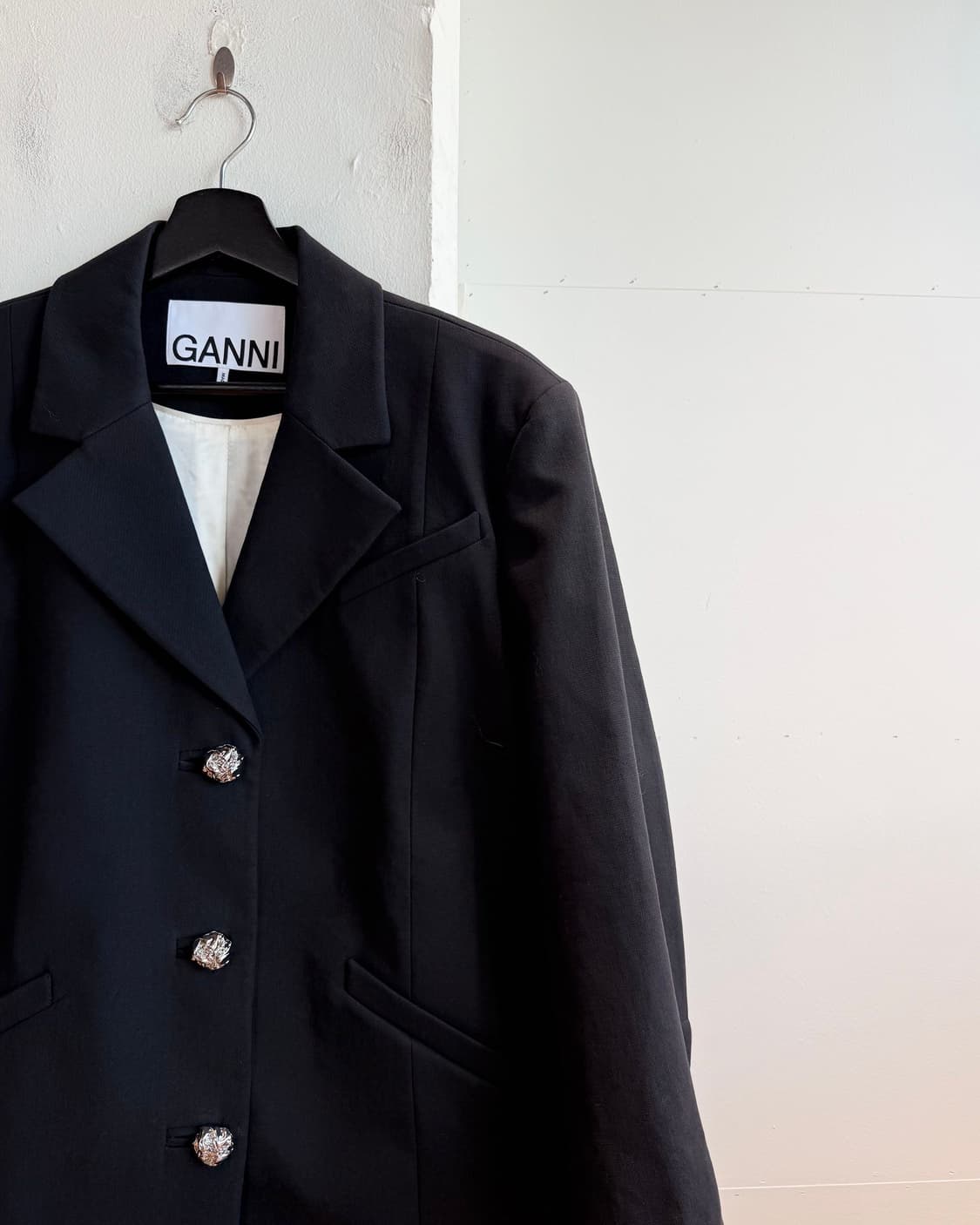 가니 블랙 코튼 수팅 오버사이즈 블레이저 자켓  상품이미지5