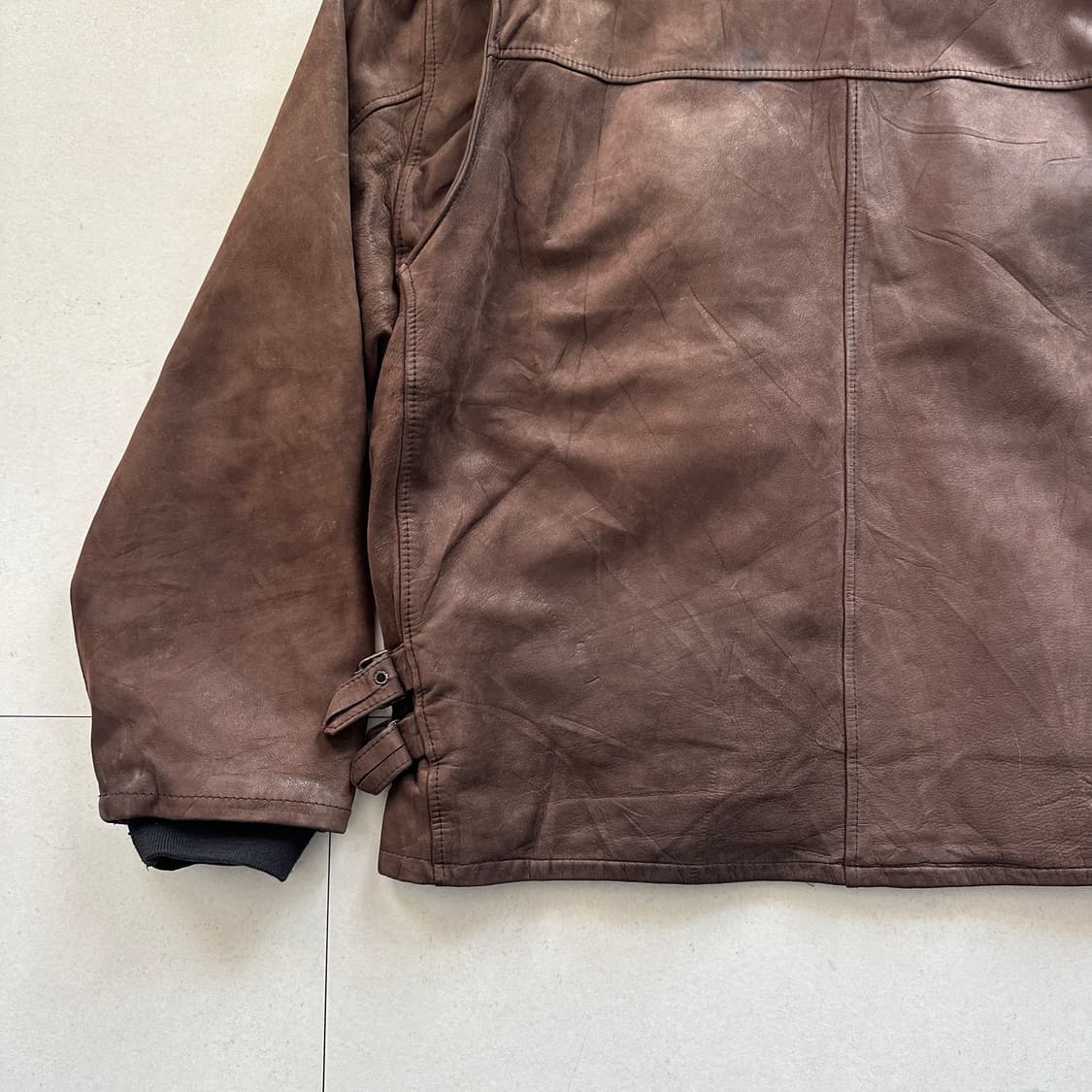 90년대 1957 피렌체 빈티지 이탈리아 생산 레더 자켓 M 상품이미지9