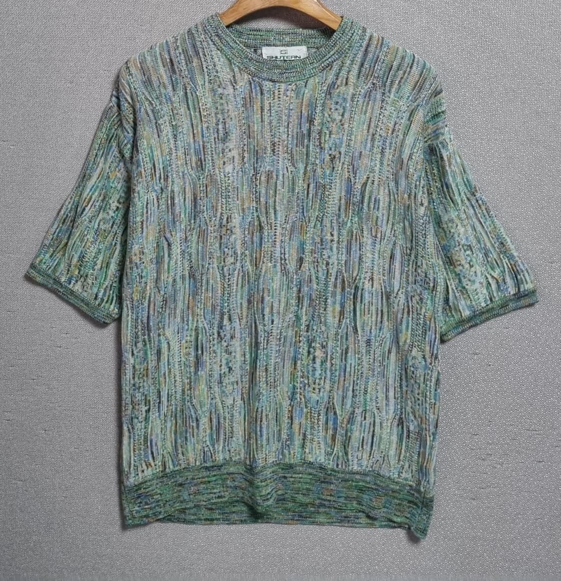 실측 M (95) 일본 빈티지 쿠지st 케이블 니트 반팔 상품이미지1