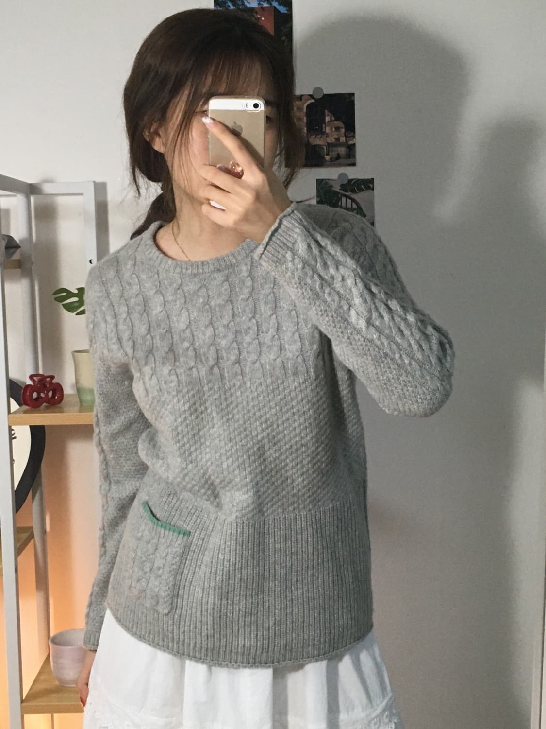 스위치모션 민트포켓 회색 니트 상품이미지1