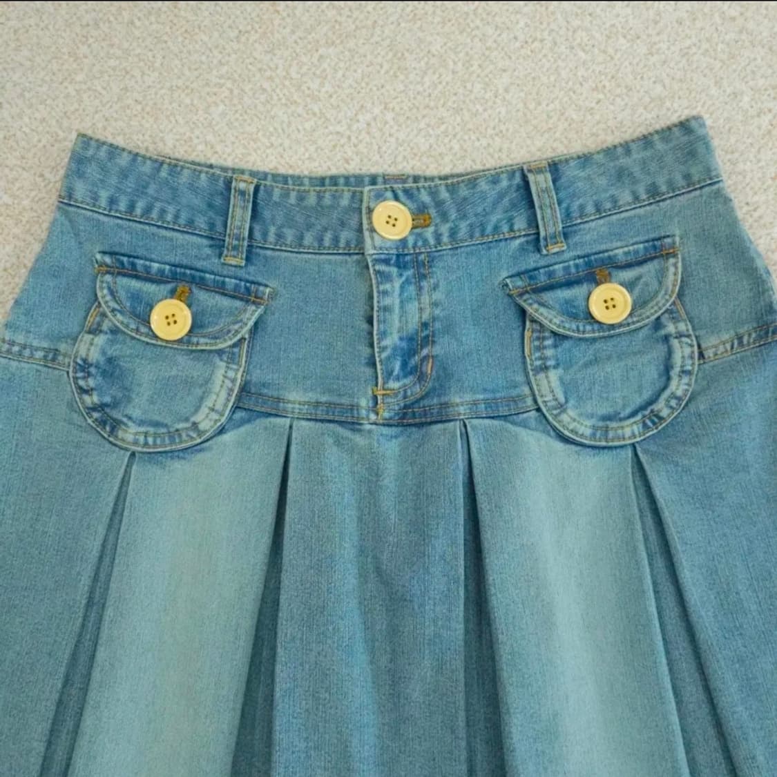 (66)올리브데올리브 여성  플리츠 데님 스커트 상품이미지4