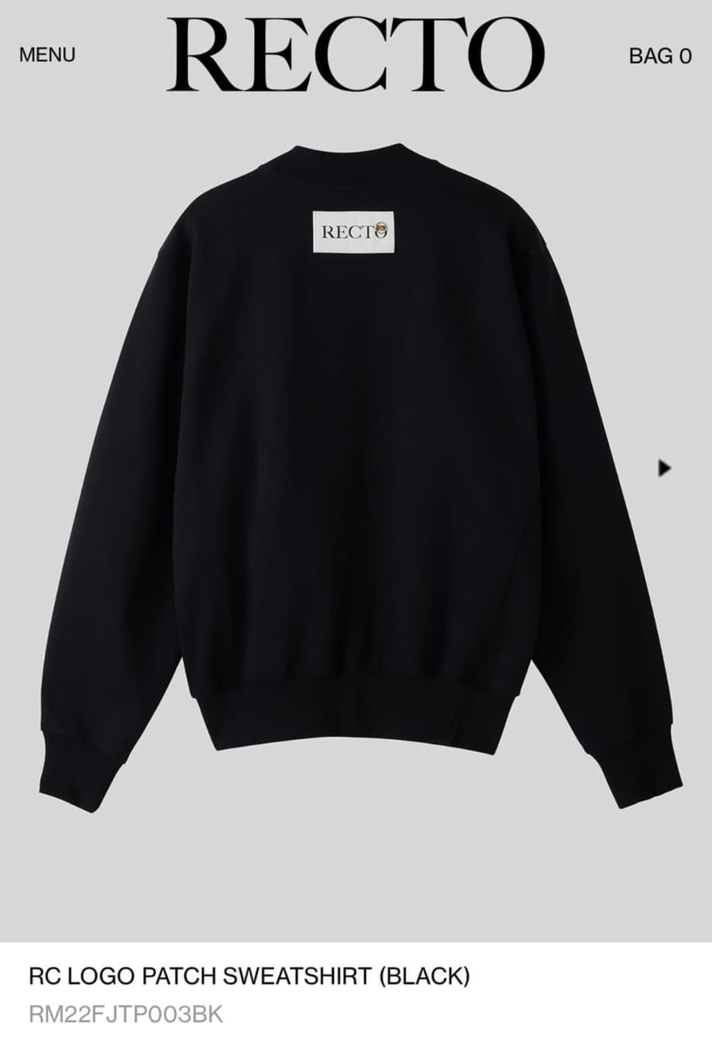 렉토 로고 패치 스웻 맨투맨 L 사이즈 상품이미지2