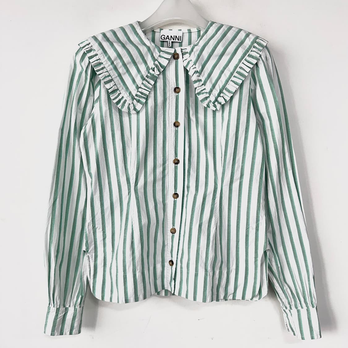 가니 GANNI 러플 스트라이프 셔츠 상품이미지3