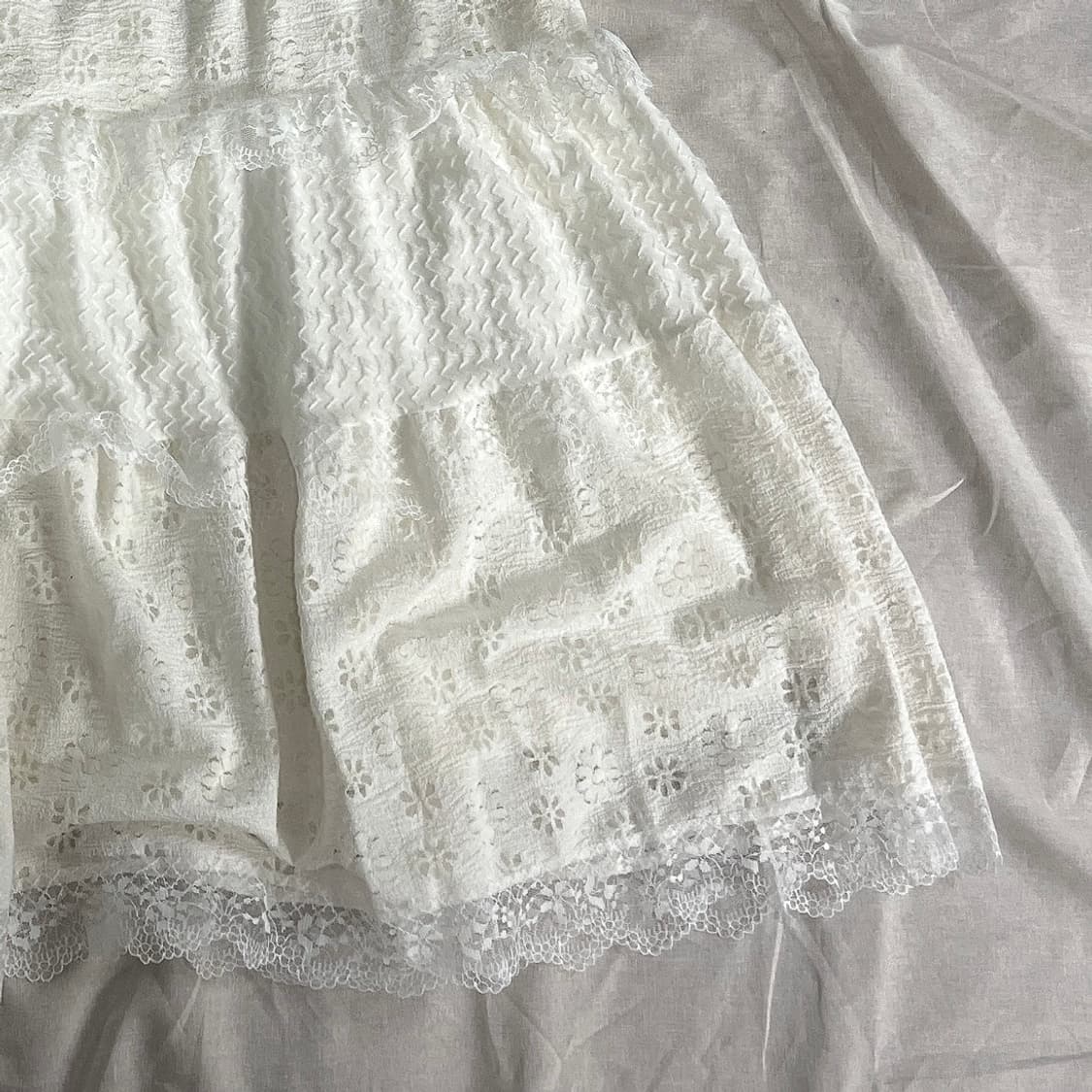 모리걸 하구미 레이스 캉캉 롱스커트 화이트 상품이미지2