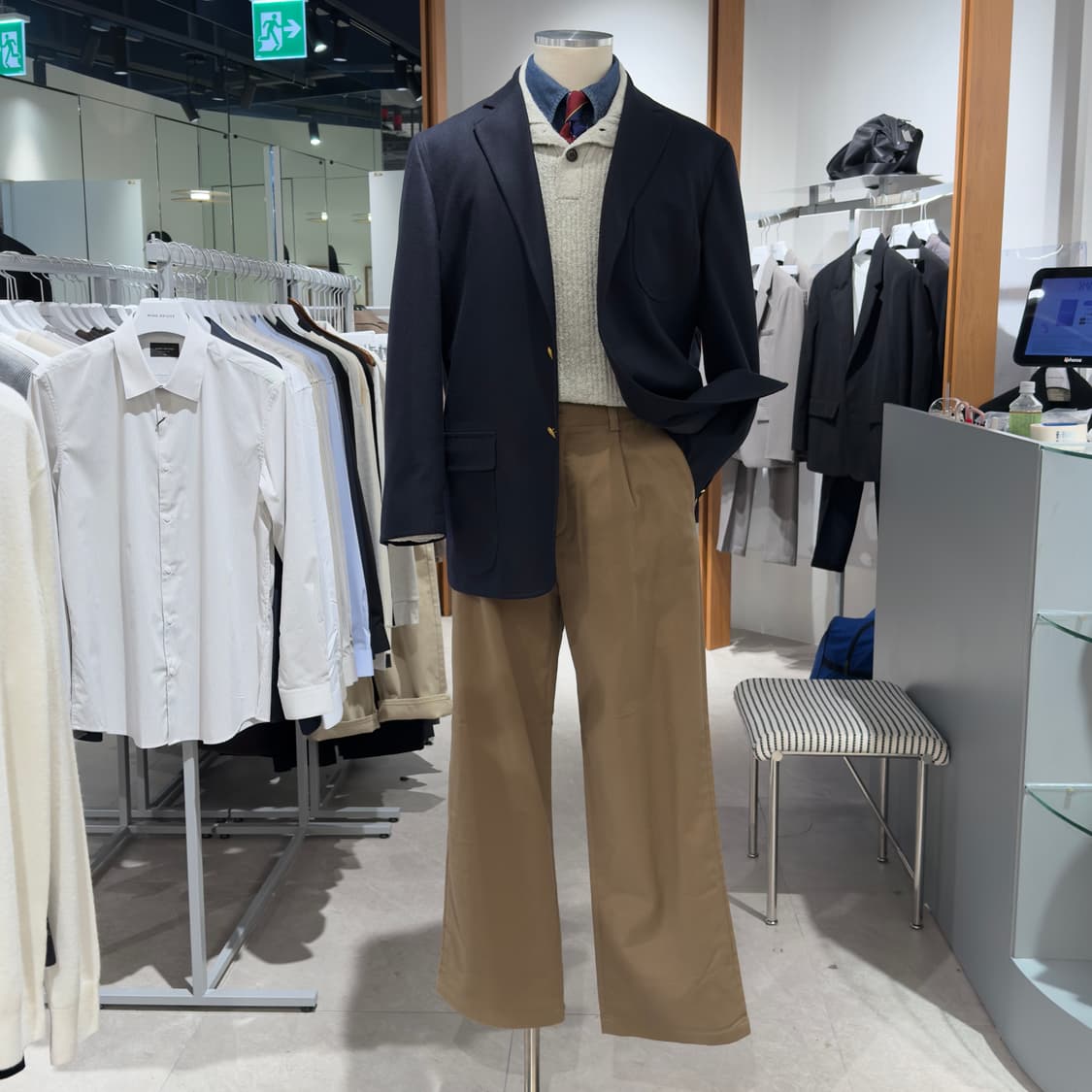 브룩스브라더스 플라넬 3버튼 네이비 금장 블레이저 상품이미지1