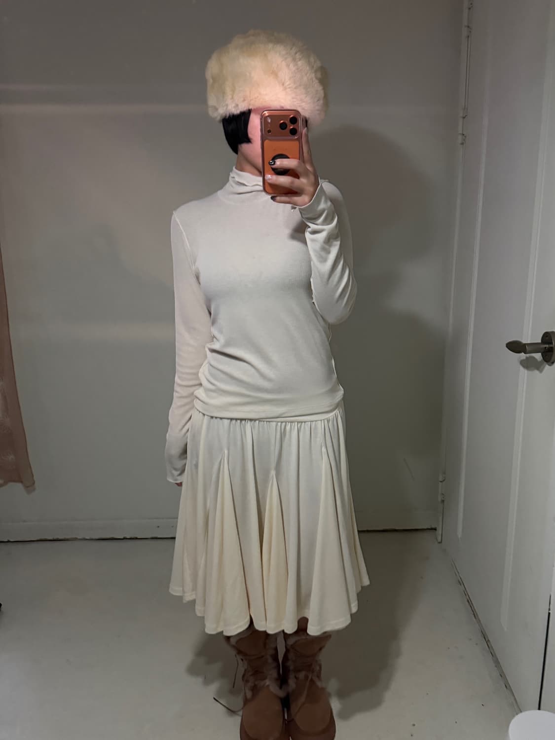 일본빈티지 크림 드롭 플레어 스커트 상품이미지4