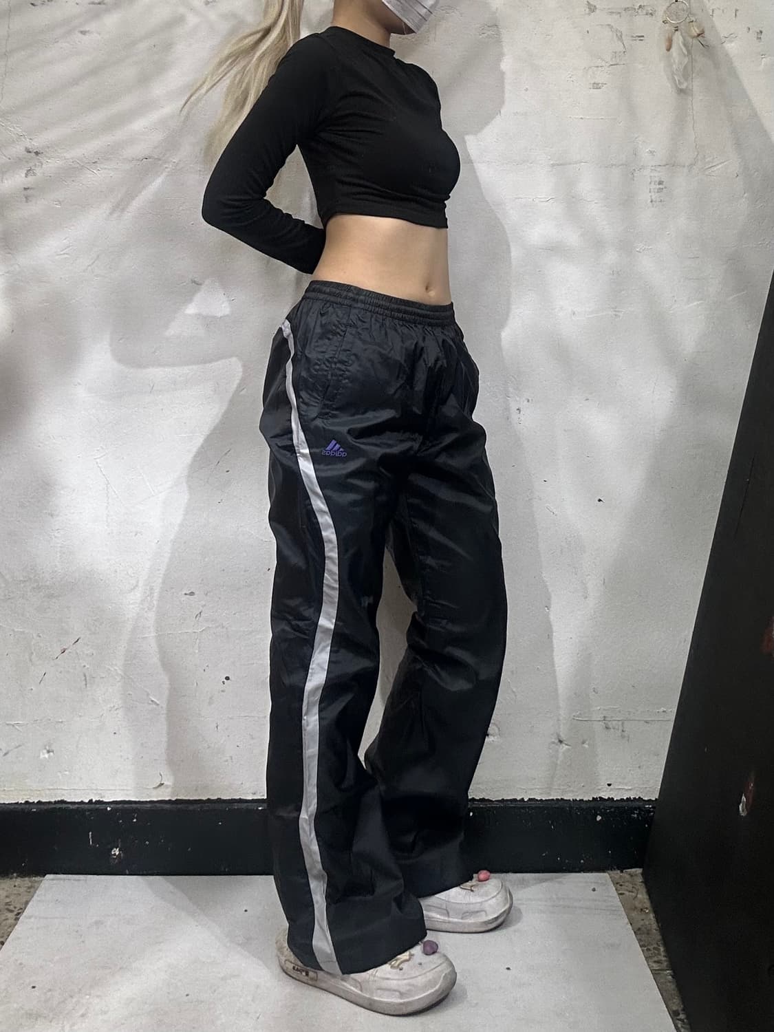 아디다스 블랙 사이드 라인 와이드 트랙 팬츠 추리닝 바지 L 상품이미지1