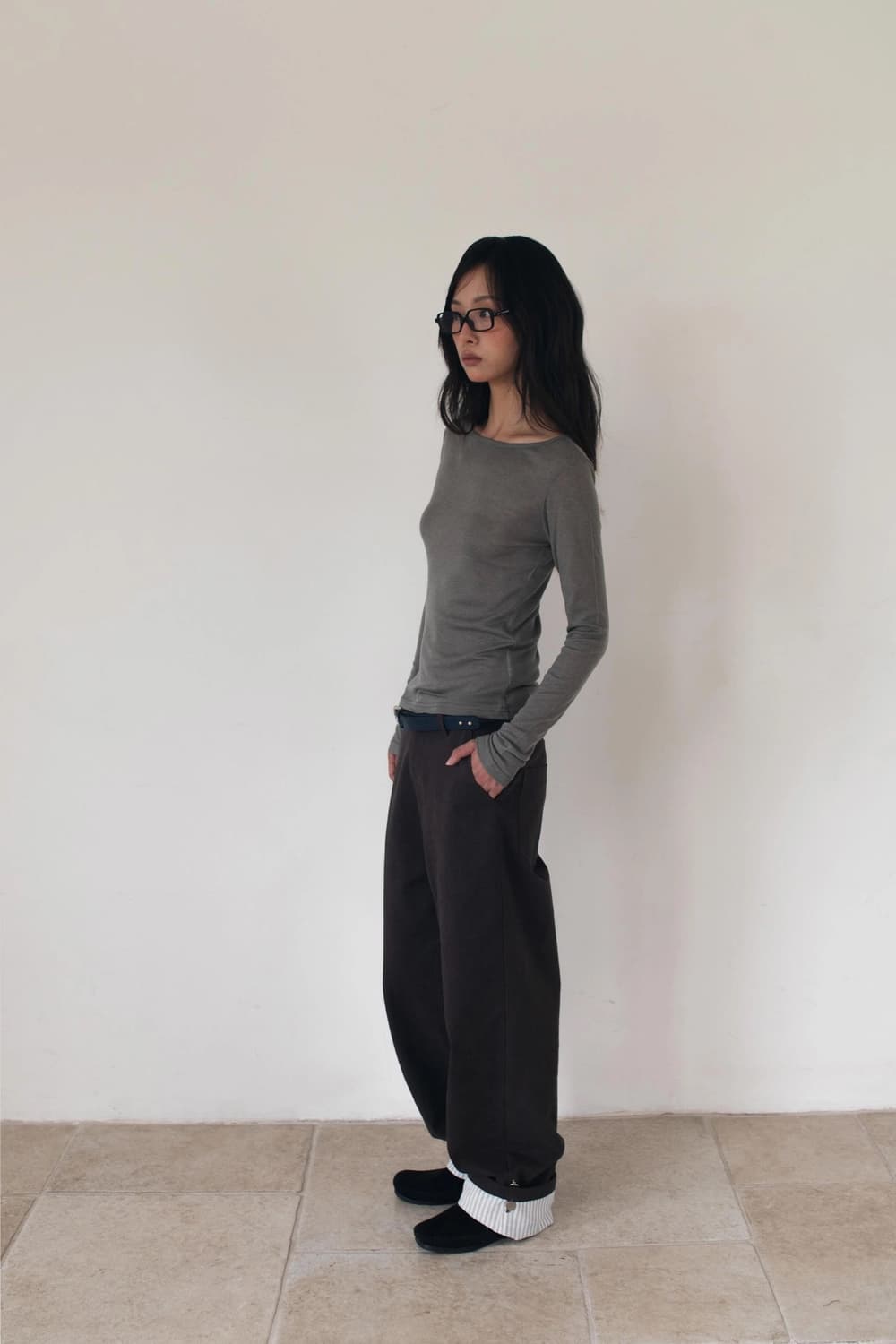 ONSKA 소프트 보트넥 티 (모카 그레이) 상품이미지2