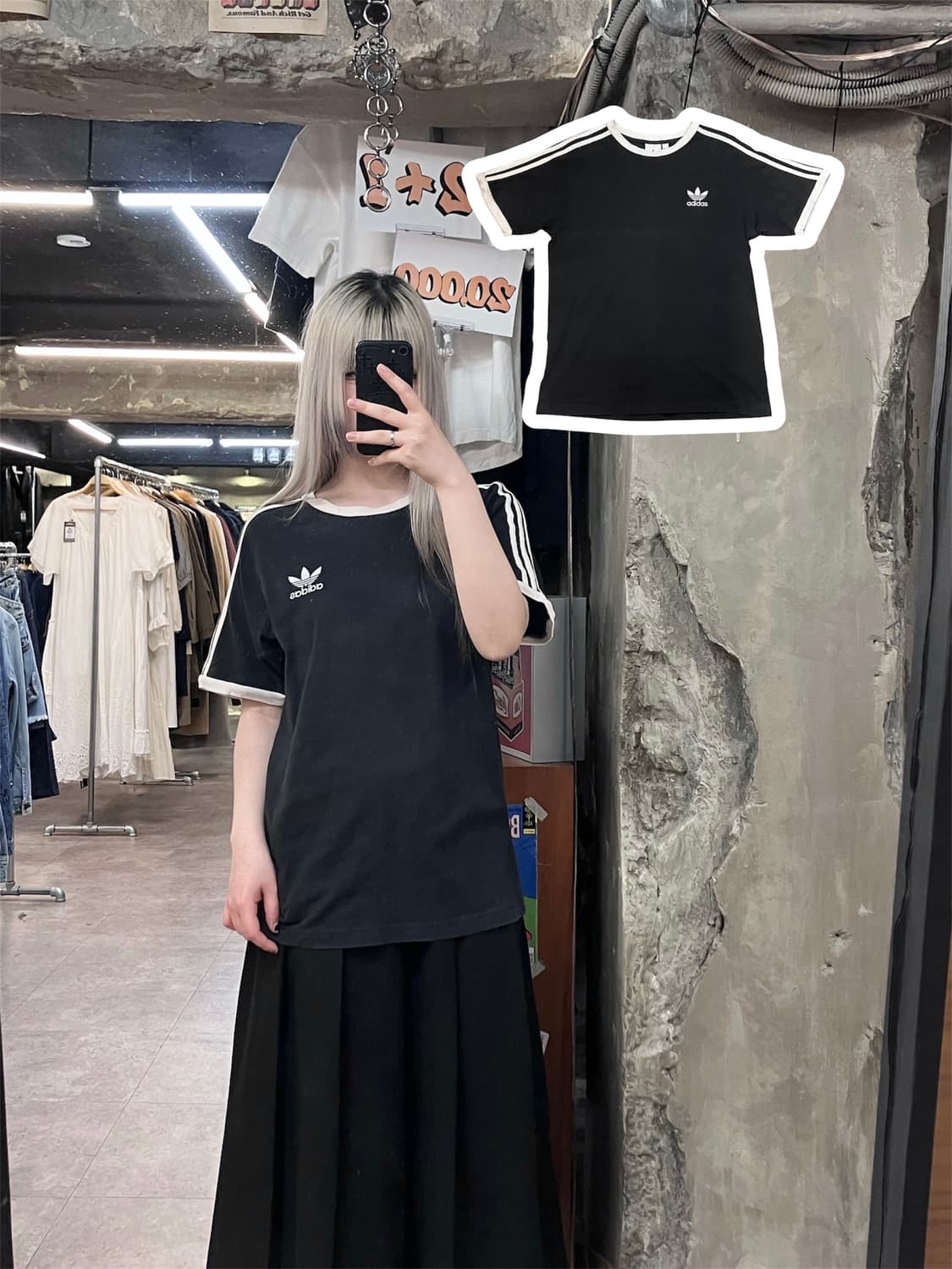 아디다스 자수 로고 반팔 티셔츠 블랙 L #csz3887 상품이미지1