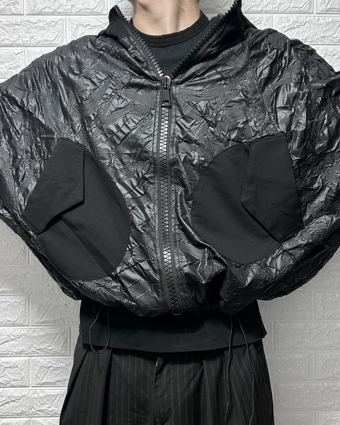 크랙 텍스쳐 후디드 자켓 상품이미지2