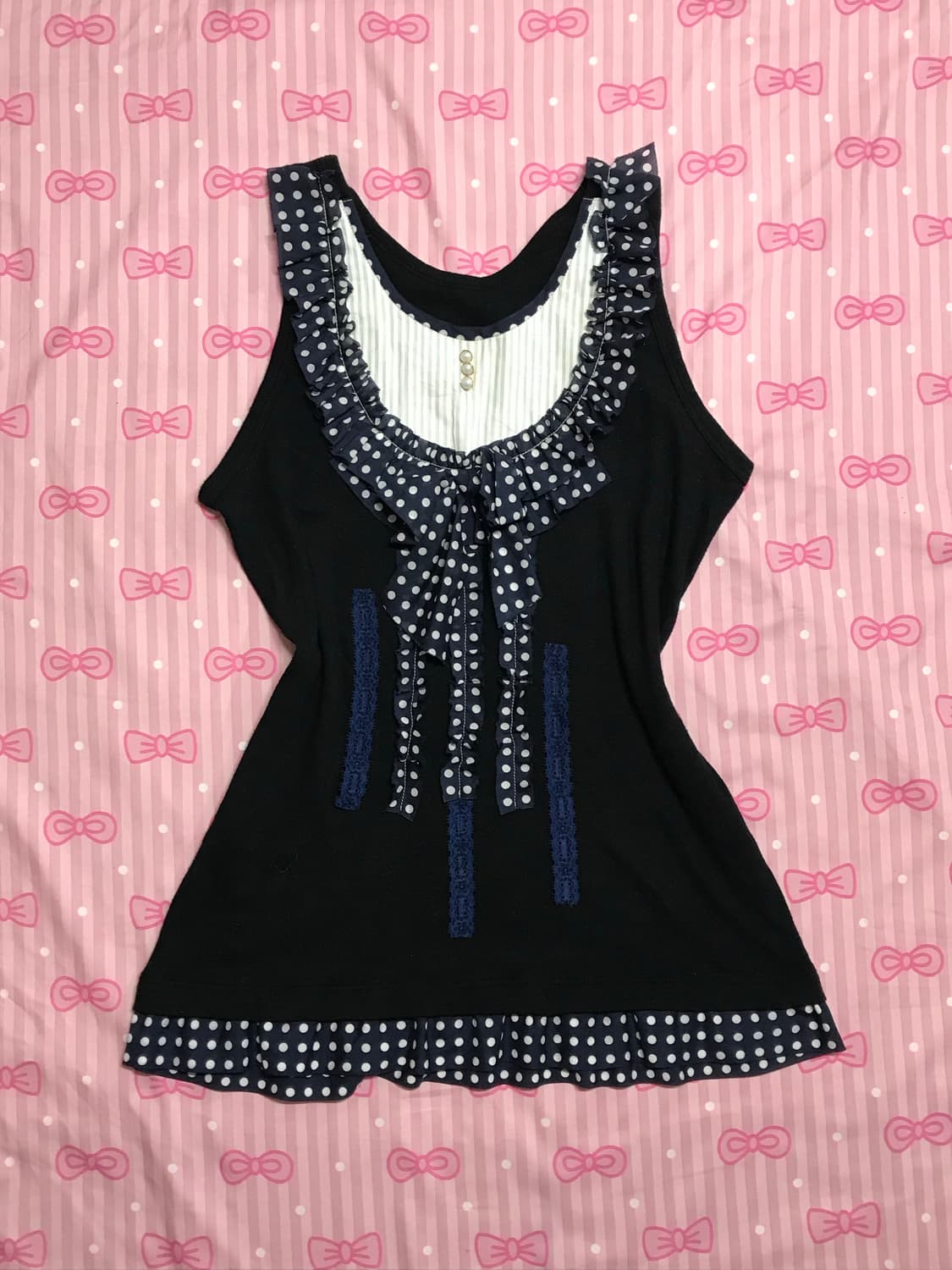 공겜나시 도트 레이스 레이어드 양산형 상품이미지1