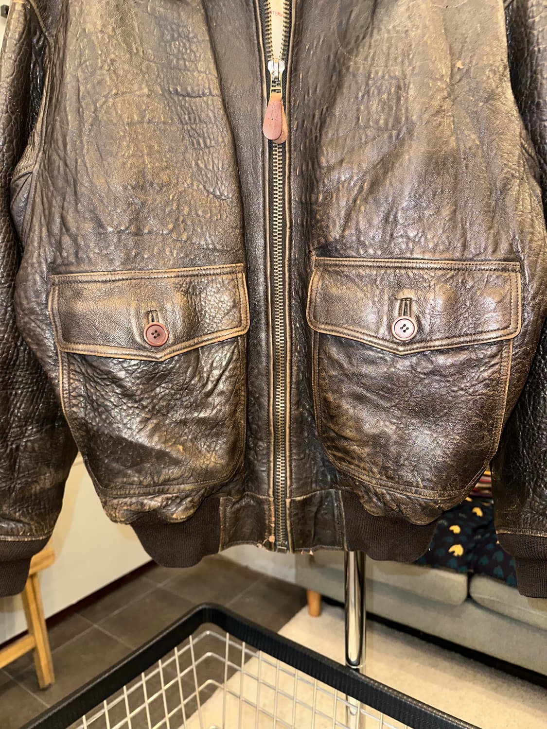 80-90’s Avirex G-1 shell leather flight 상품이미지8