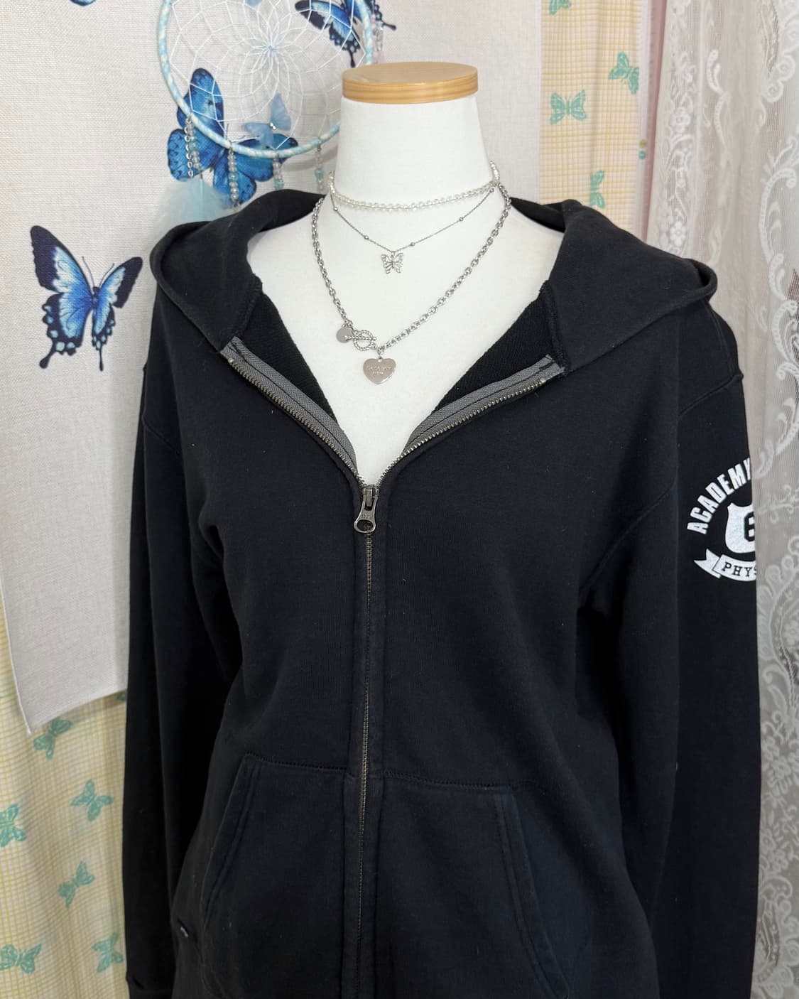 에드윈 블랙 오버핏 후드 집업 상품이미지6