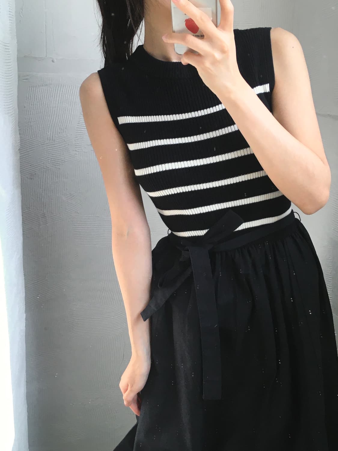 [새상품] Agnes B 아네스베 블랙 화이트 스트라이프 원피스 상품이미지2