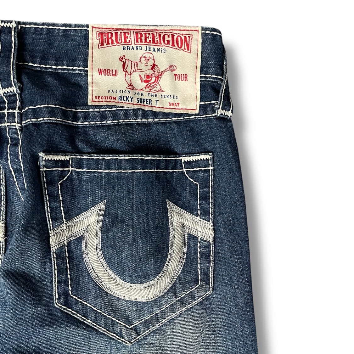 (34) 트루릴리젼 자수 화이트 스티치 데님 일자 팬츠  상품이미지3