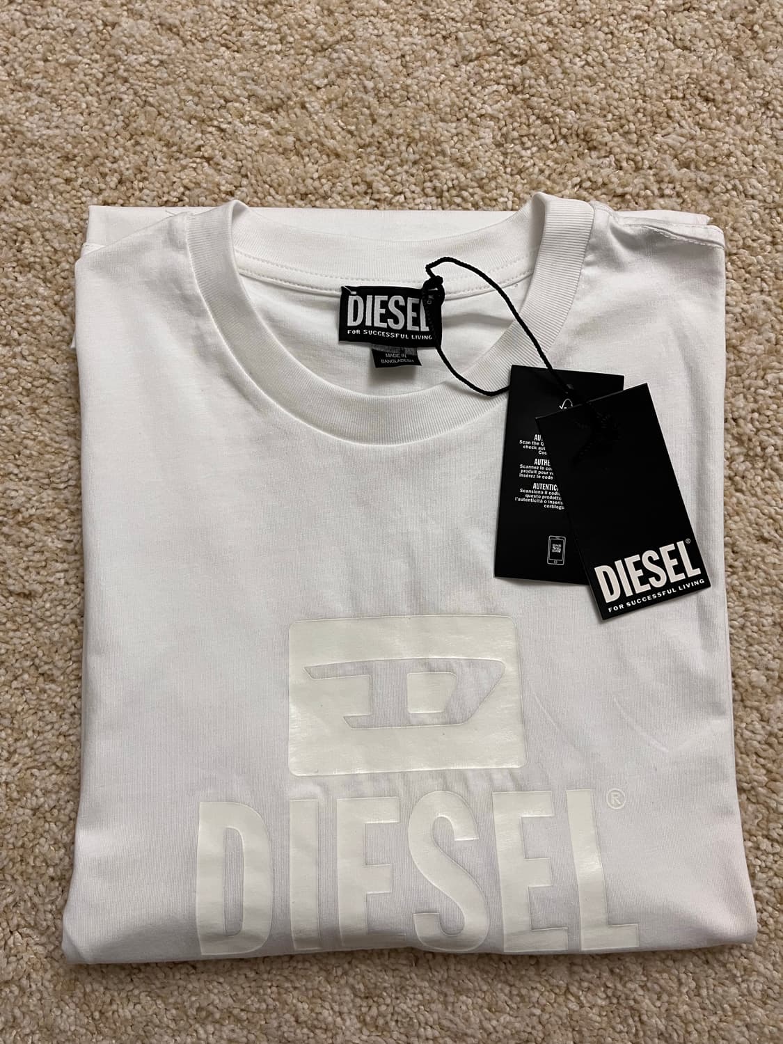 [새상품] 디젤 T-저스트 톤온톤 반팔 티셔츠 화이트 L (정품/택포함) 상품이미지4