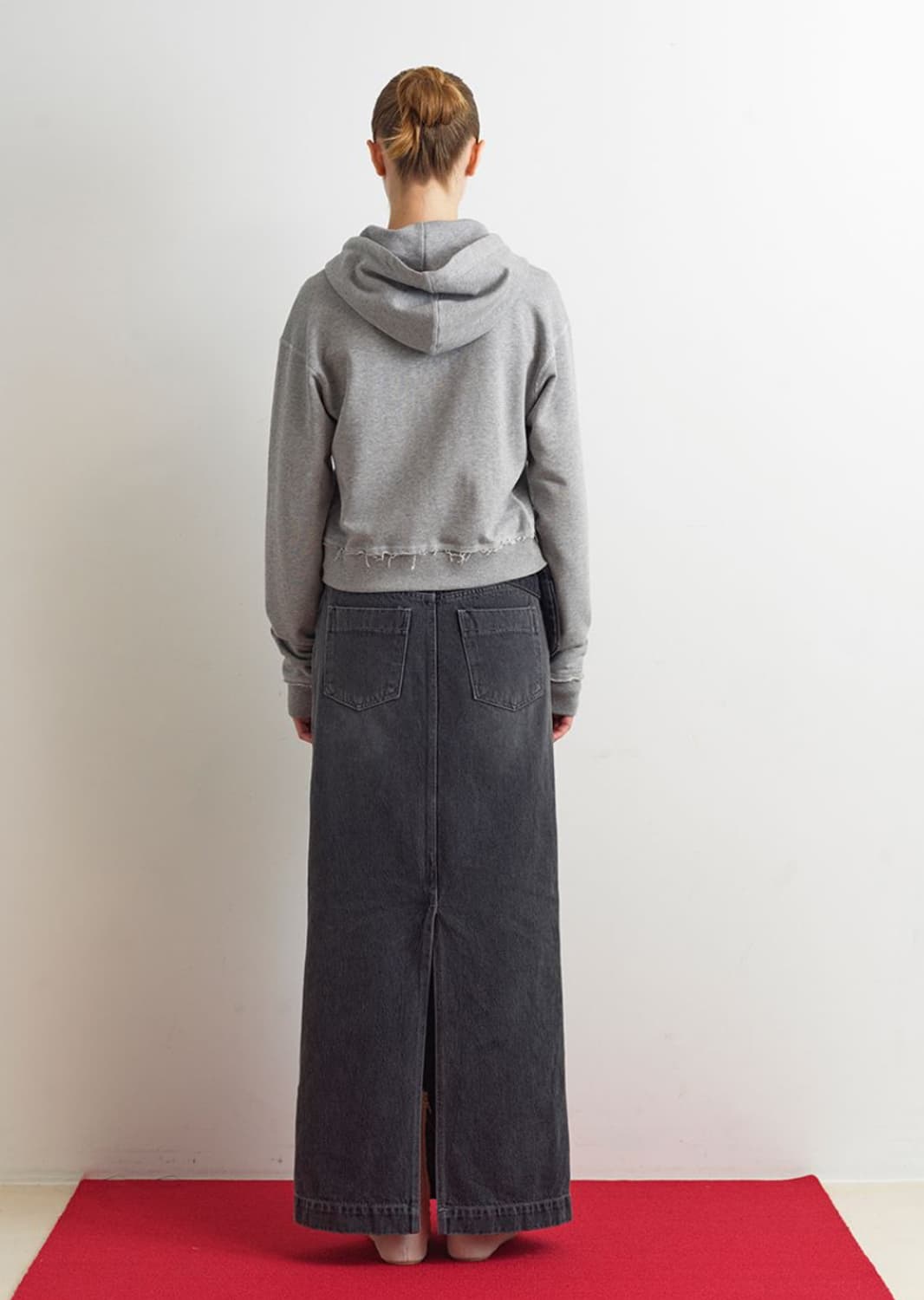 아옵트 로우 컷 후드집업 그레이 M 상품이미지3