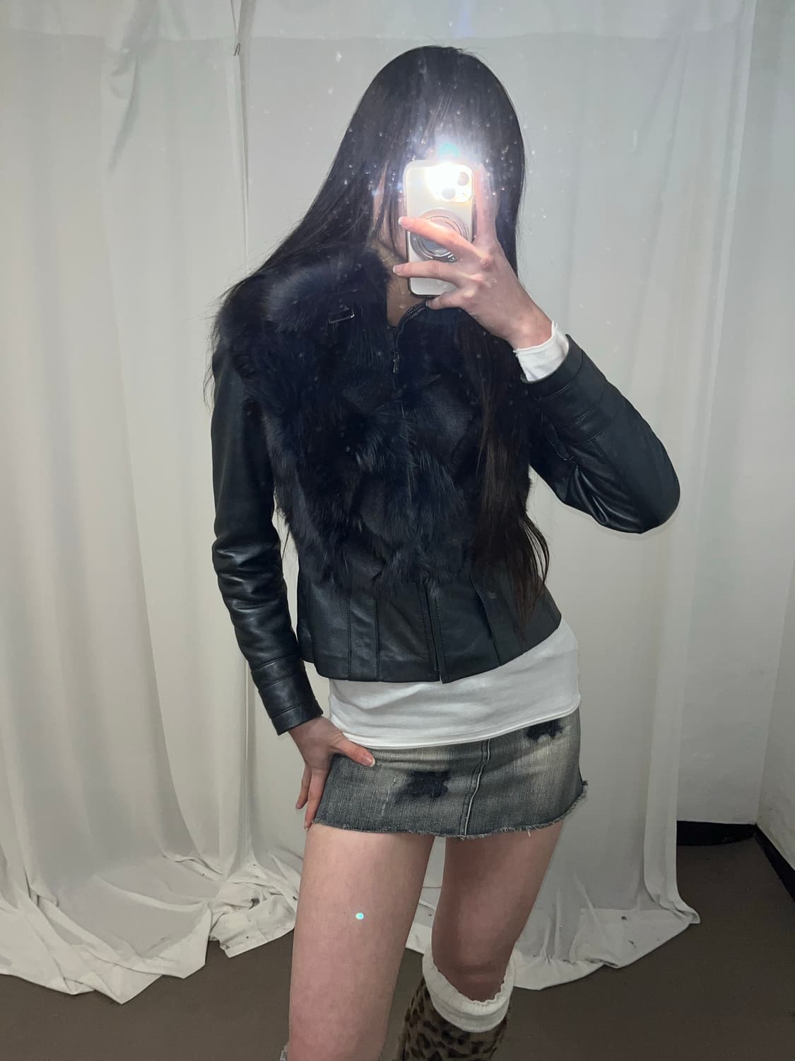 다크 네이비 글리터 폭스퍼 자켓 상품이미지3