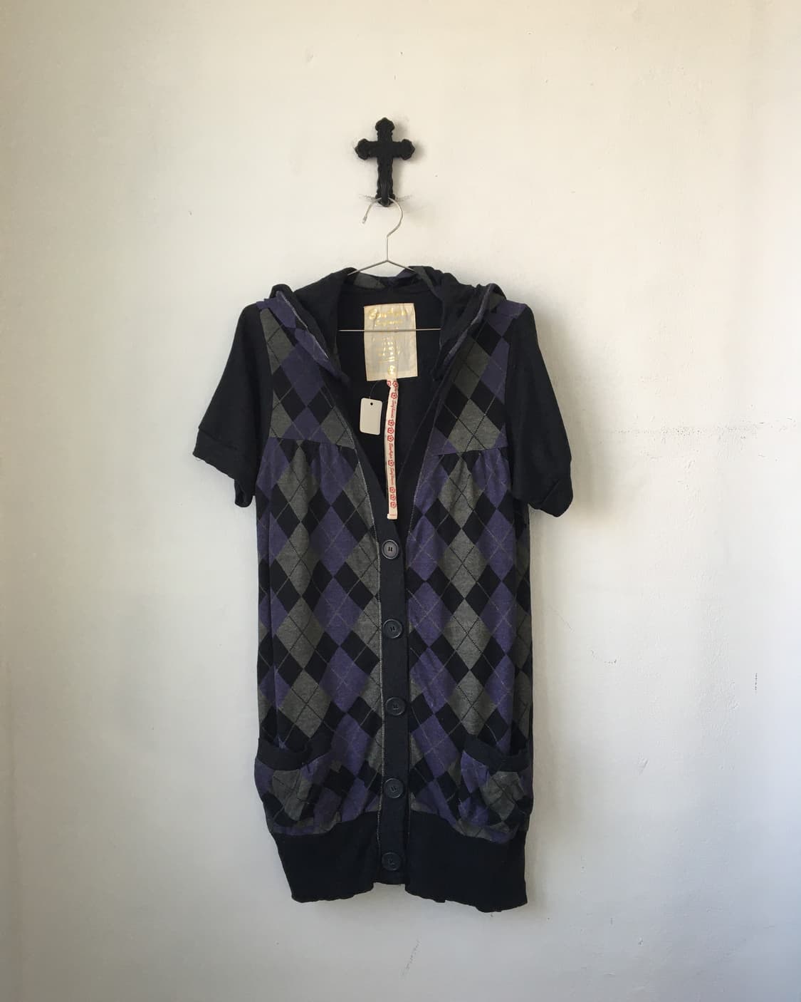 Argyle pattern hood cardigan 상품이미지2