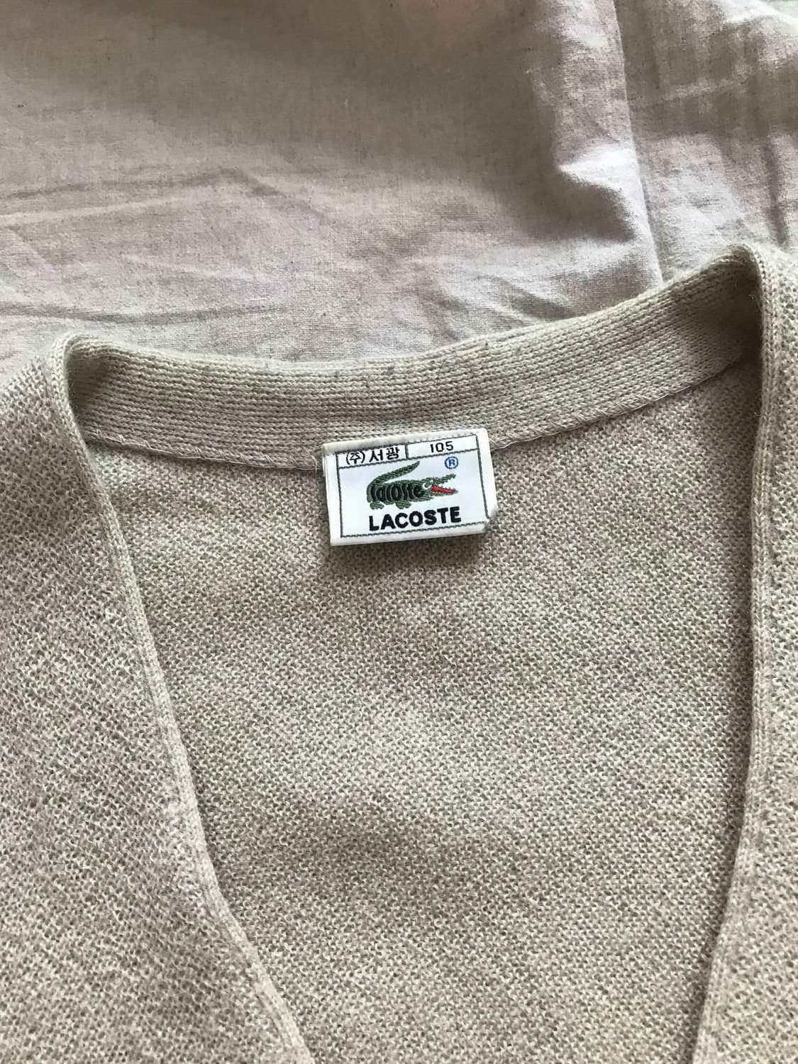 라코스테 (주)서광 올드스쿨 모 브이넥 가디건 아이보리 상품이미지7