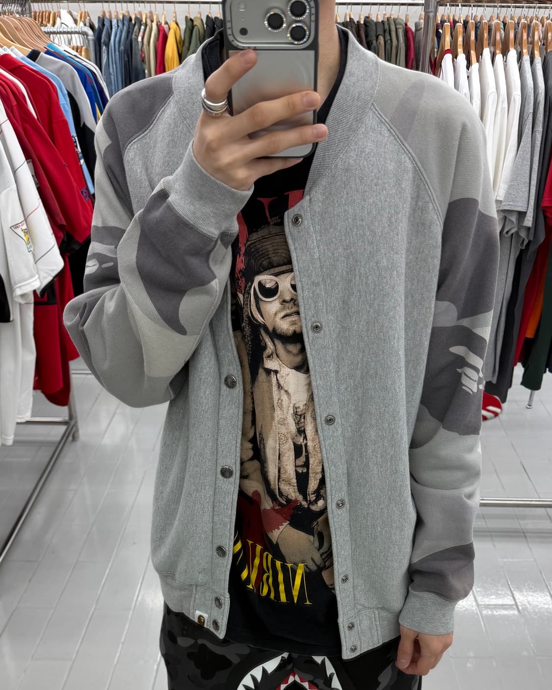 BAPE 00s 샤크 카모 스냅 가디건 상품이미지7