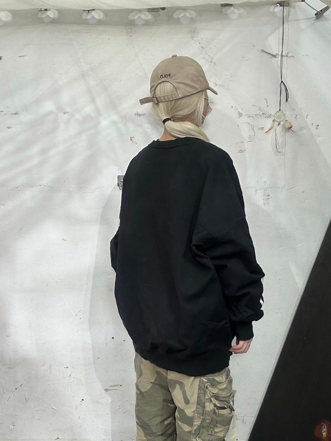 빈티지 블랙 오버핏 사이드 포인트 맨투맨 M 상품이미지3